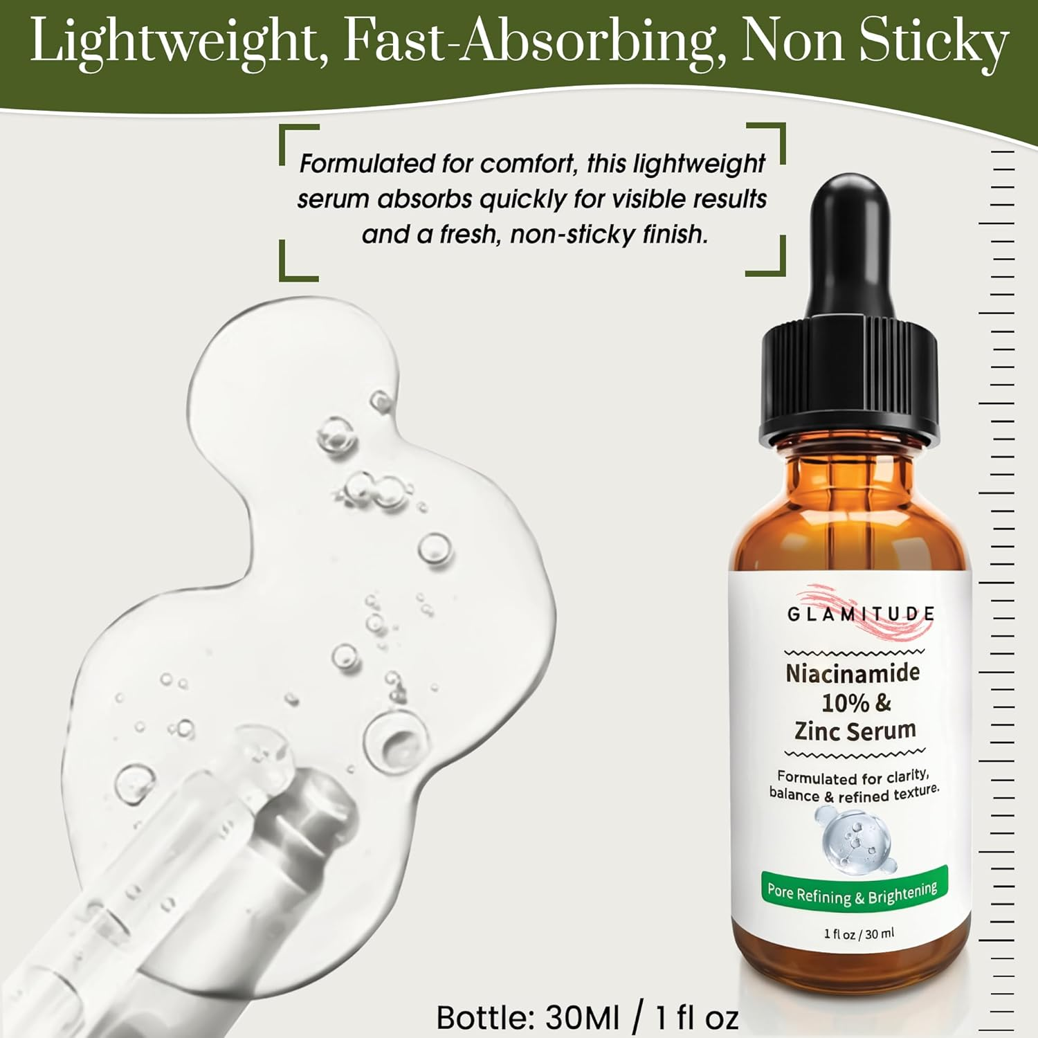 GLAMITUDE Niacinamide 10% & Zinc Serum &ndash; Pore Refining & Brightening Face Serum for Oily Skin, Uneven Tone & Dark Spots &ndash; Lightweight Daily Skincare Treatment &ndash; 30Ml image number 6