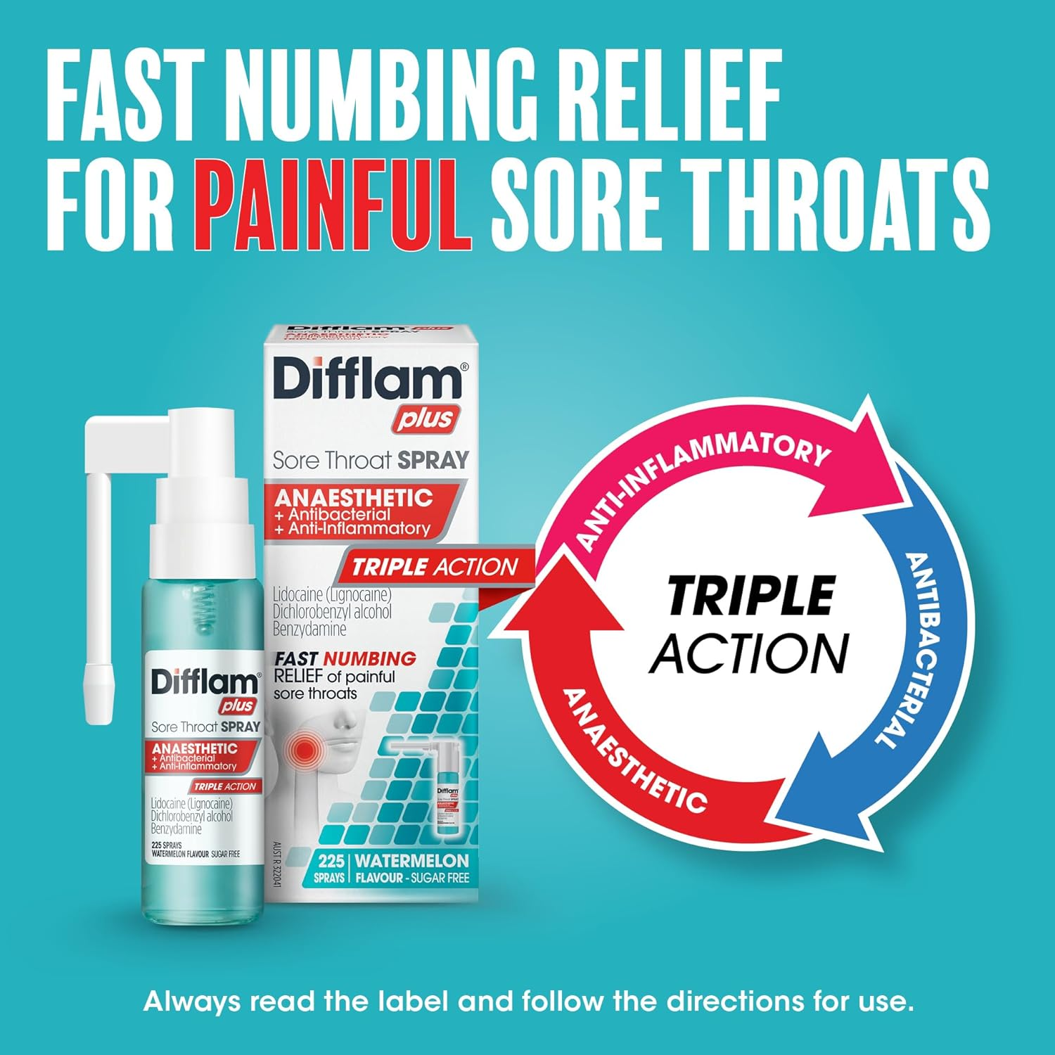 Difflam plus Sore Throat Spray 30 Ml, Watermelon image number 5