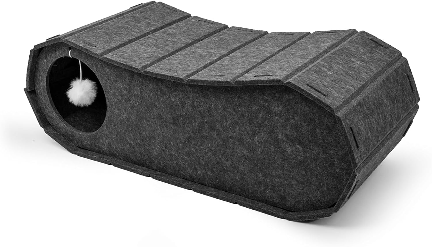 Cat Scratching Board Lounge Bed, Felt Material Cat Scratching House with Cat Ball Fetch Toy for Indoor Cats, Durable Cat Scratching Box, Reversible Cat House Scratches, Easy to Sweep image number 6