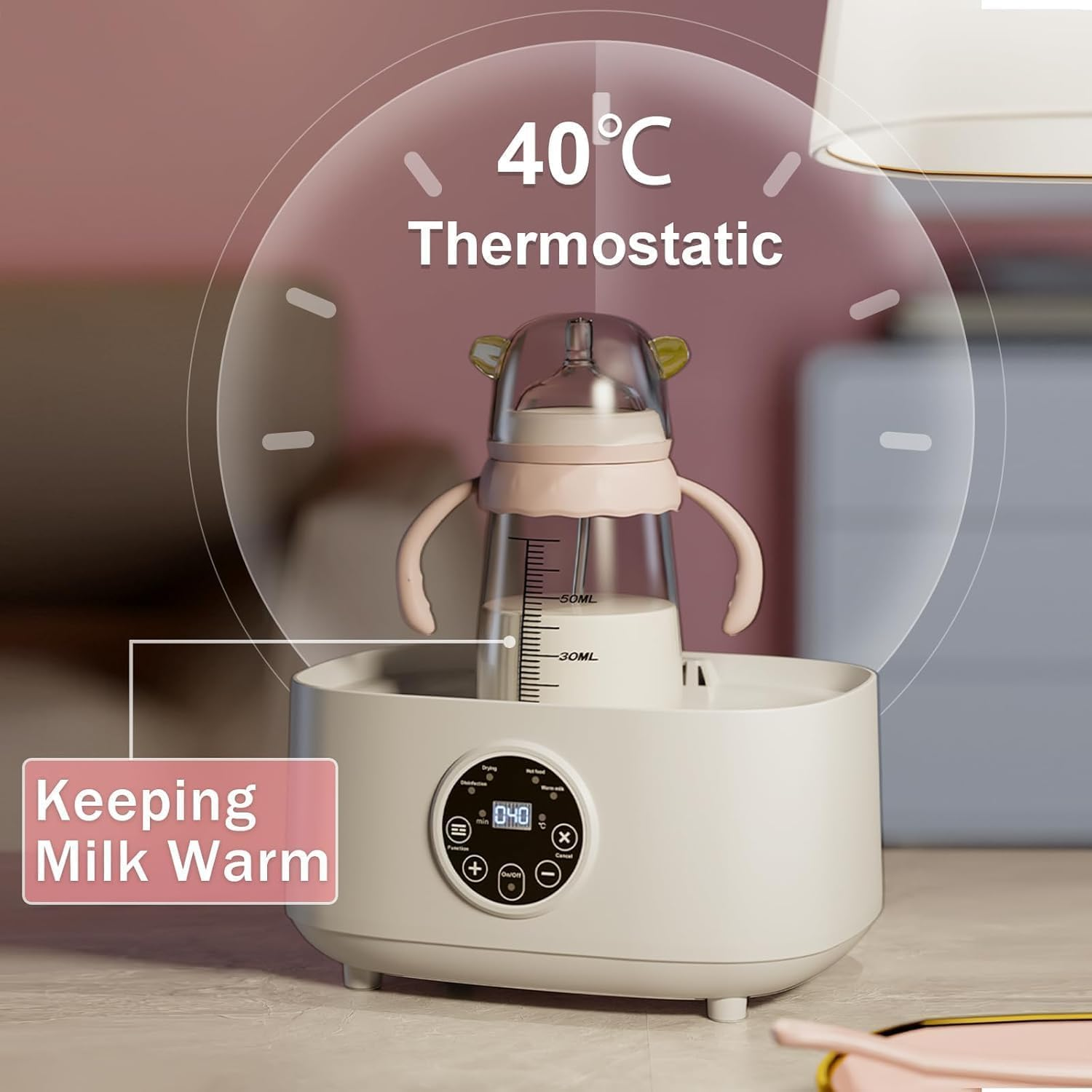 Baby Bottle Sterilizer and Dryer, 5-In-1 Large Capacity Bottle Sanitizer and Dryer, 2 Layers Compact Baby Bottle Electric Steam Sterilizer and Dryer for Baby Bottles, Pacifiers, Pump Parts image number 5