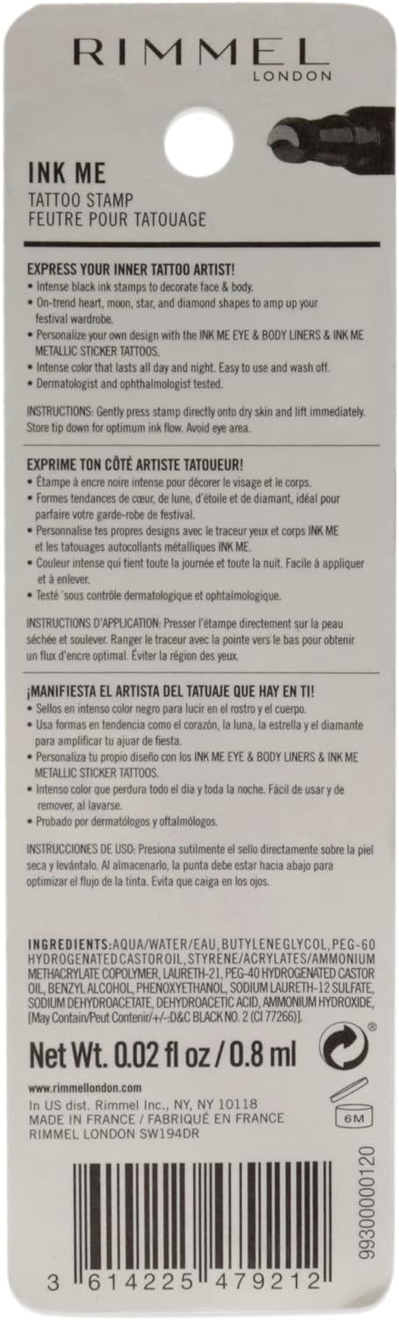 Rimmel London Ink Me Tatto Stamp Eyes and Body - 004 Black Moon Shape for Women 0.02 Oz Eyeliner image number 2