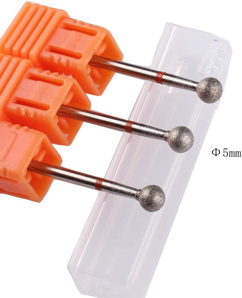 MZCMSL 3Pcs 5Mm Ball Head Cuticle Clean Drill Bits, Diamond Burrs Nail Bits for Manicure and Pedicure image number 4