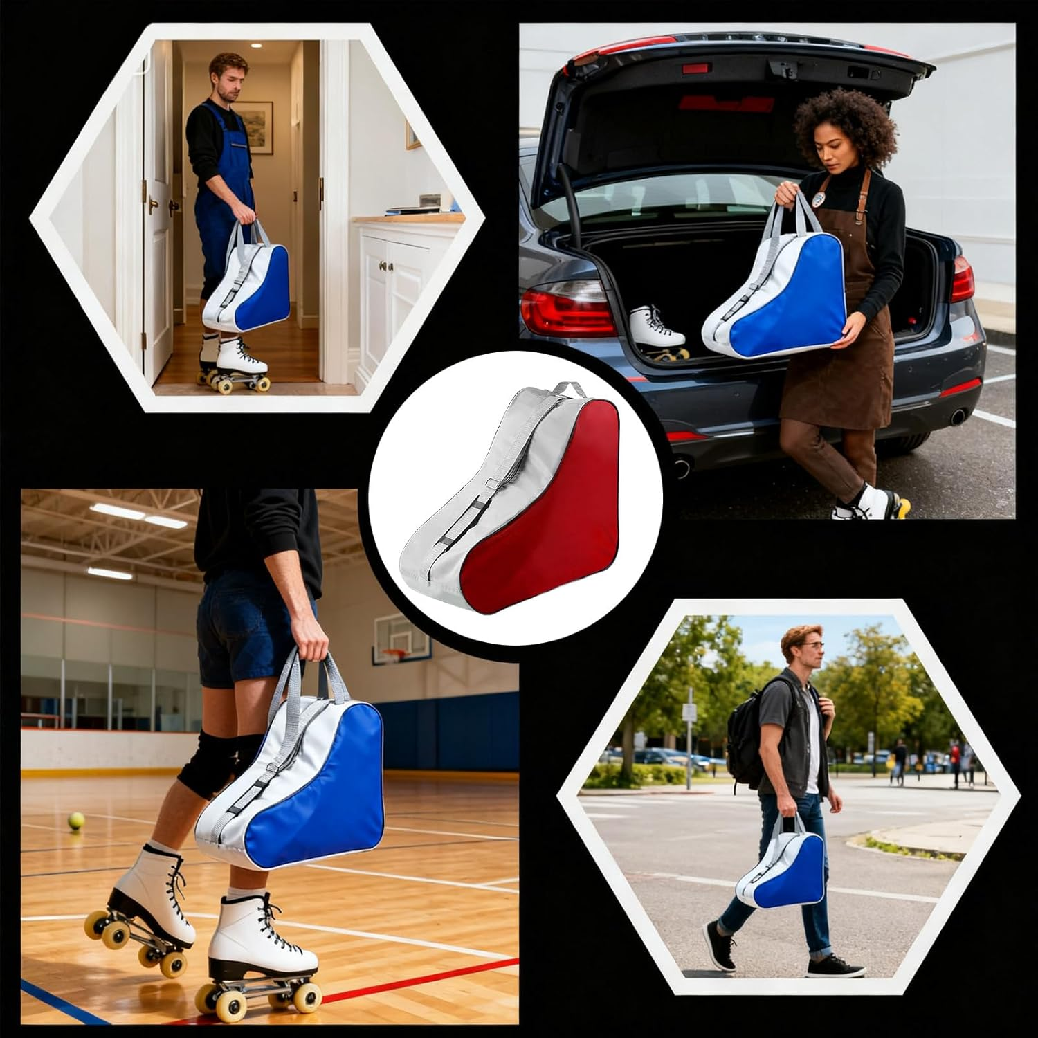 Rronnoy Skate Bag | Backpack Adjustable Shoulder Strap - Roller Skate Backpack with Zipper | for Children Girl Boys Kids Shoes