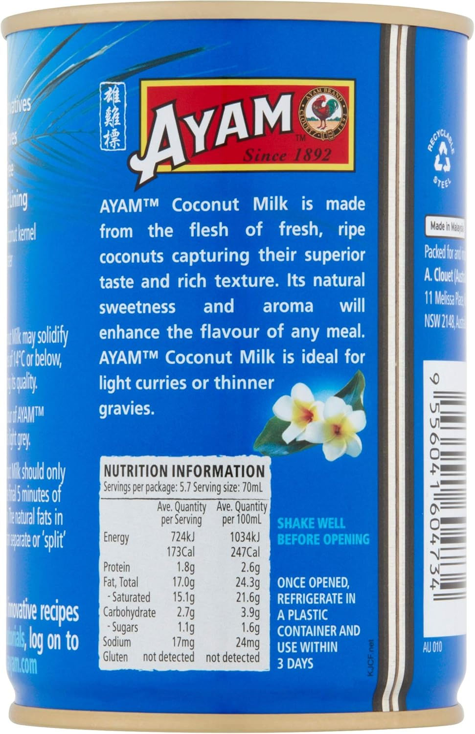 AYAM Premium Coconut Milk - 12 X 400Ml image number 6