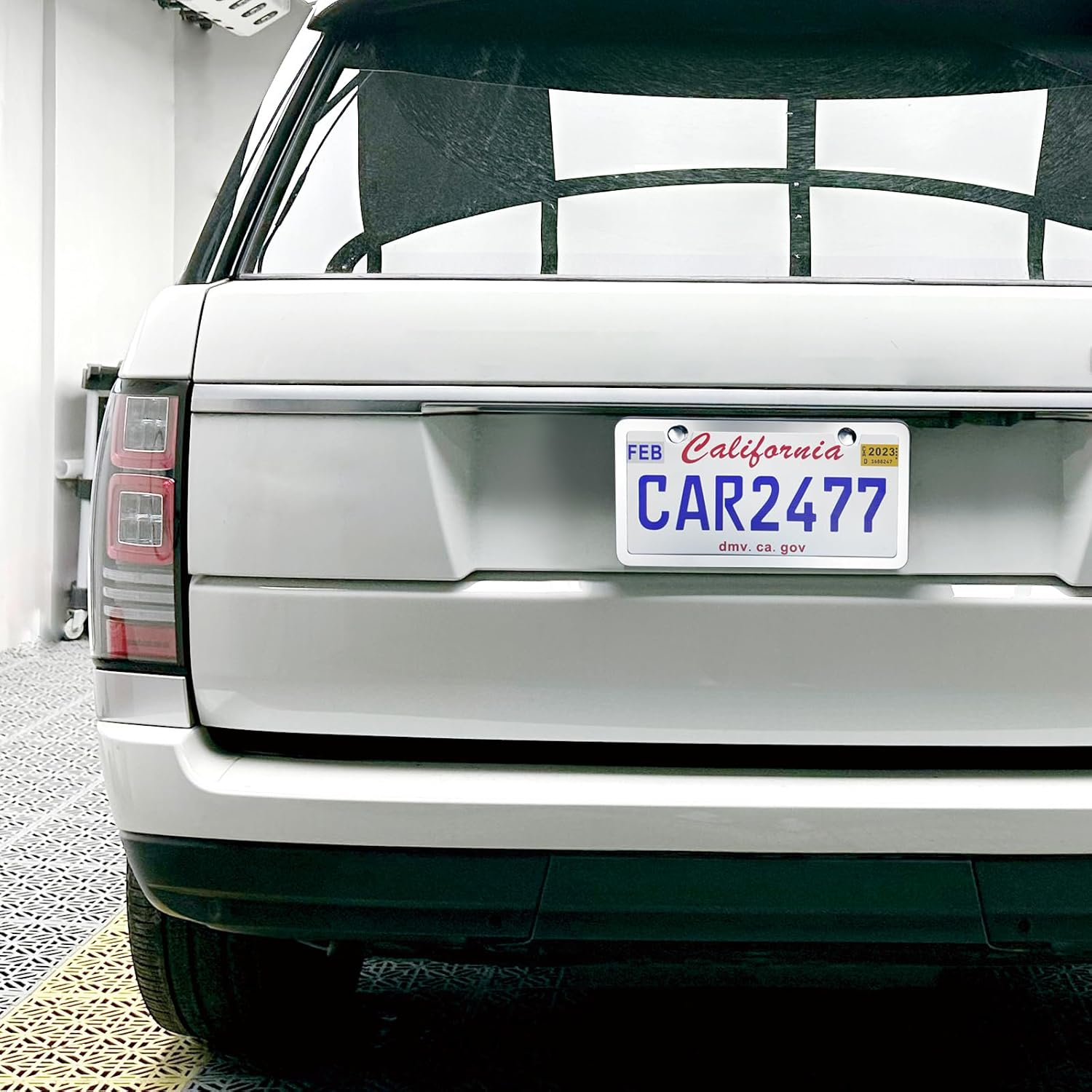 Solid Silver License Plate Frames 2 Pack, 2 Holes Rust-Proof License Plate Holder, Universal Car Stainless Steel License Plate Frame for Women & Man (Screws & Chrome Caps) by Lengnoyp image number 2