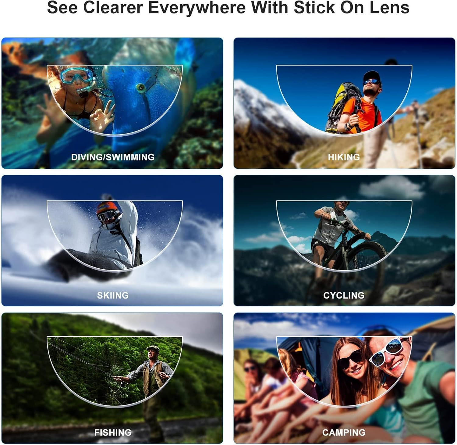 OKH 3 Pairs Stick-On Bifocal Lenses Reader, Reusable Stick on Adhesive Magnifying Reading Lenses for Sunglasses/Sport Glasses/Ski Goggles, No Water Needed image number 5