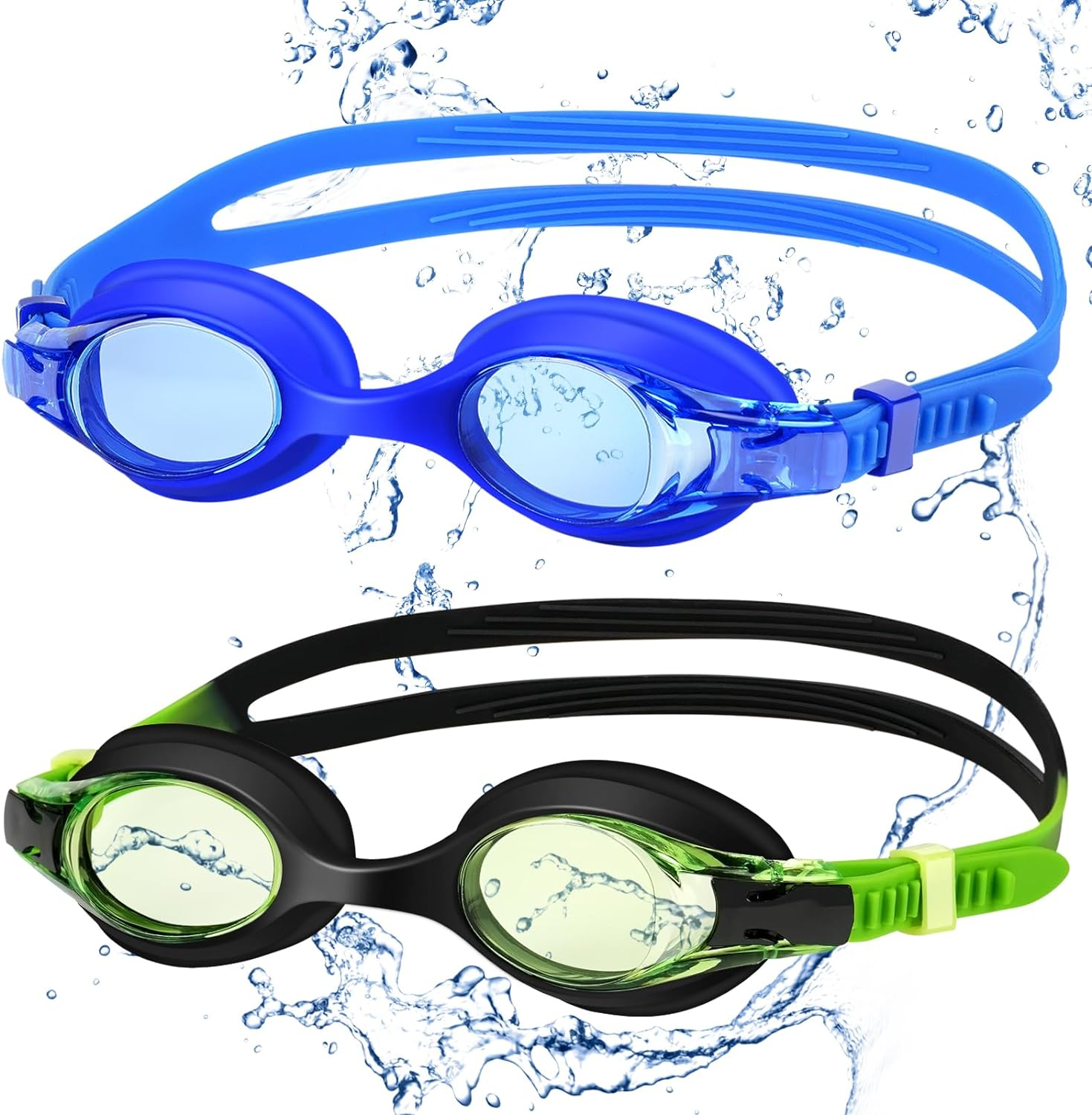 Starweh Kids Swim Goggles, 2 Pack Swimming Goggles No Leaking anti Fog Kids Goggles for Boys Girls(Age 6-14)