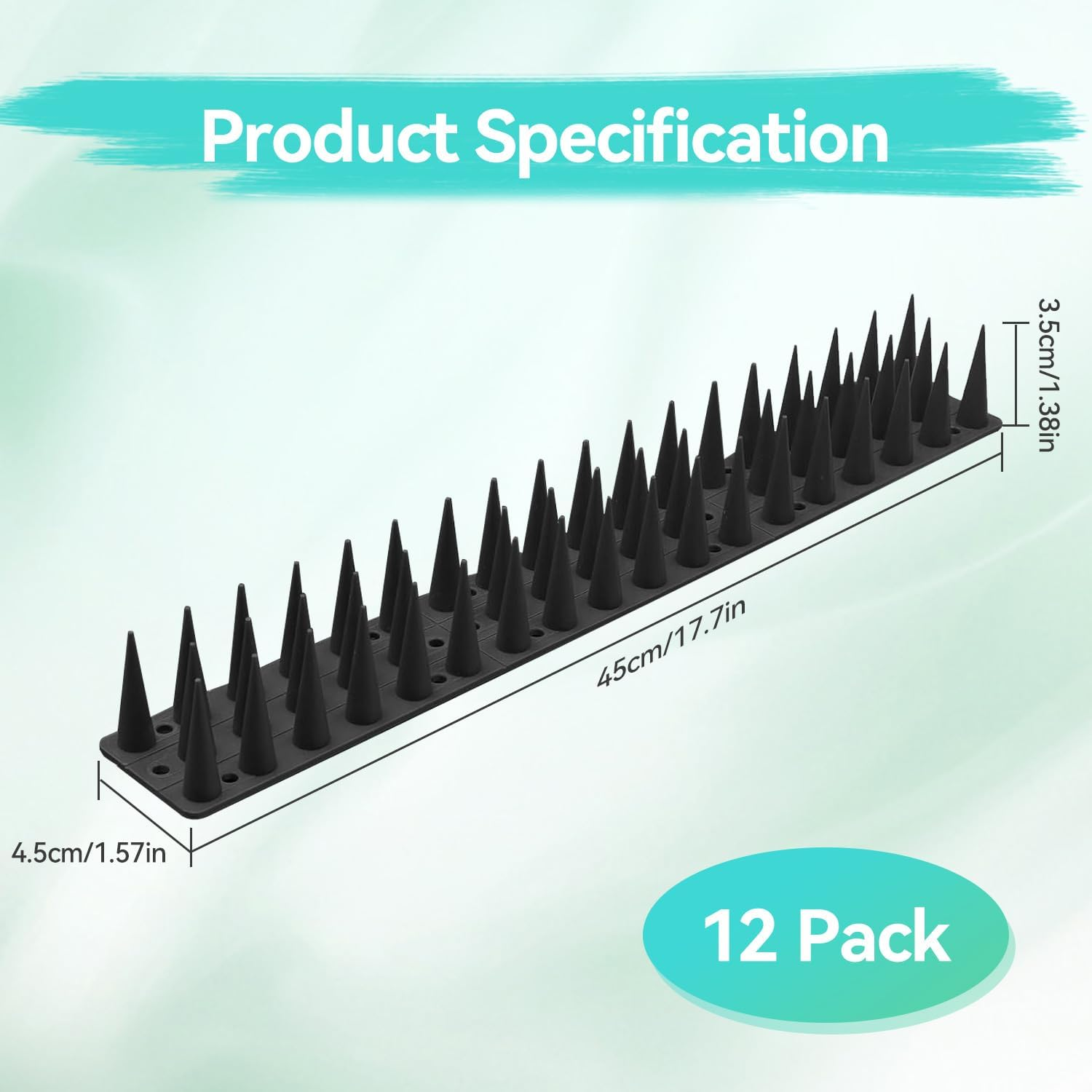 12 PCS Bird Spikes Outdoor Plastic Fence Spikes anti Climb Spikes for Pigeon Cat Racoon, Windowsill Fence Roof Keeping Birds Away, No More Bird Nesting Dropping (Black) image number 6