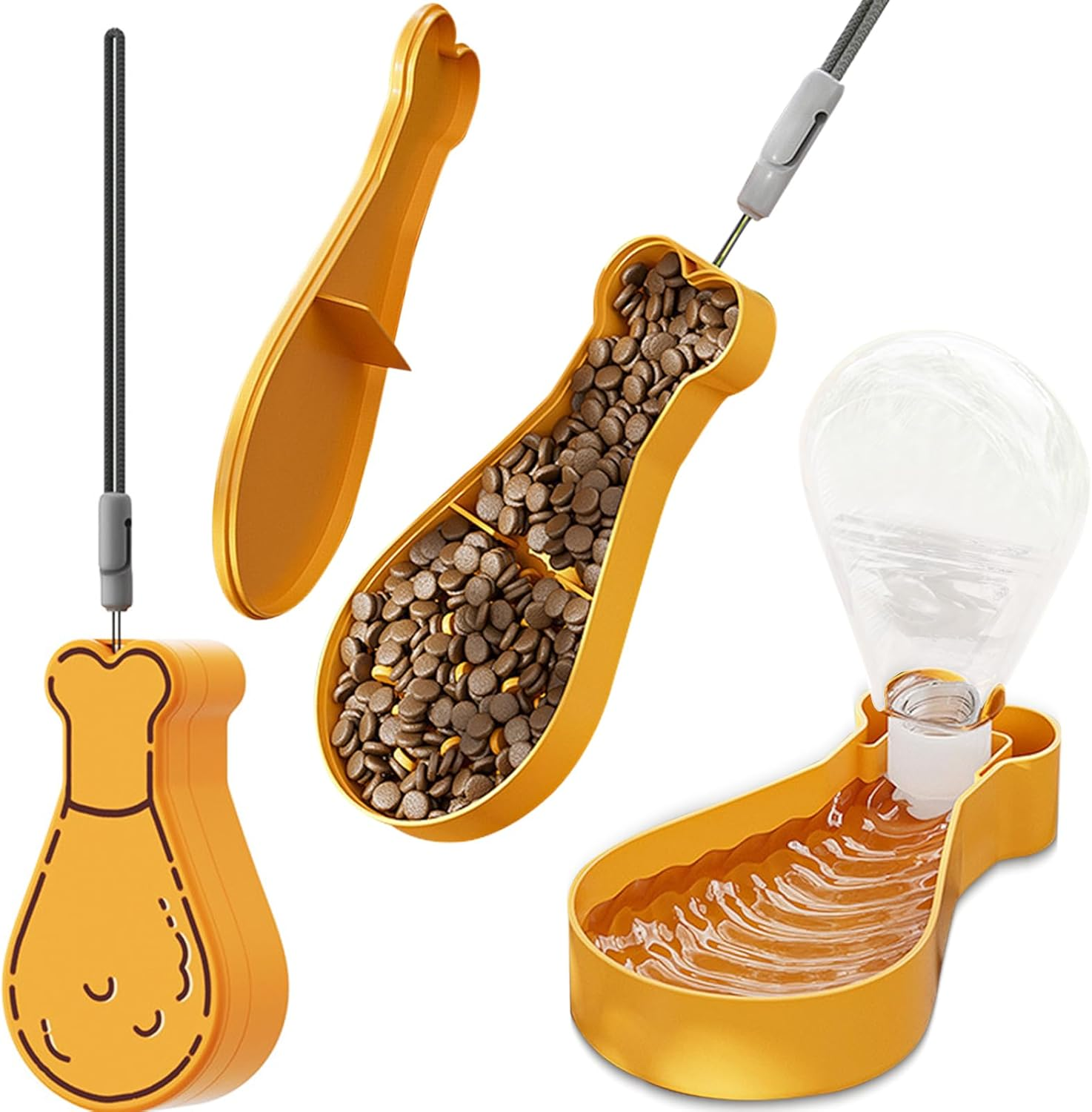 Portable Dog Water Bottle for Outdoor Walking & Traveling, 2In1 Water Bottles for Dogs with Food Container, Dual Leak Proof Pet Drinking Dispenser for Kittens, Dogs, Small Animals - 200 ML image number 6