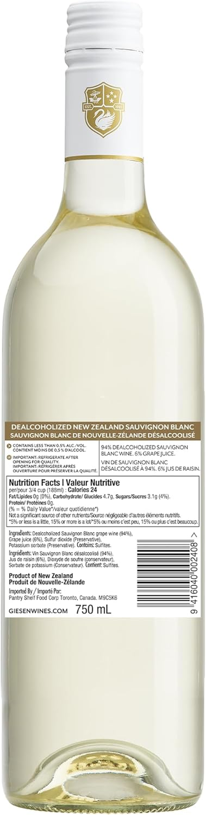 Giesen 0% Sauvignon Blanc White Wine 750 Ml image number 4