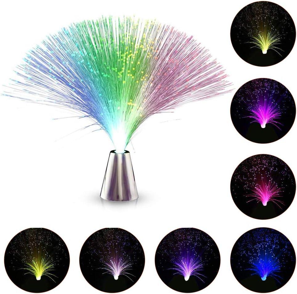LED Fiber Optic Night Light Lamp Beautiful Color Changing Romantic Home Decor Bedroom (Silver)