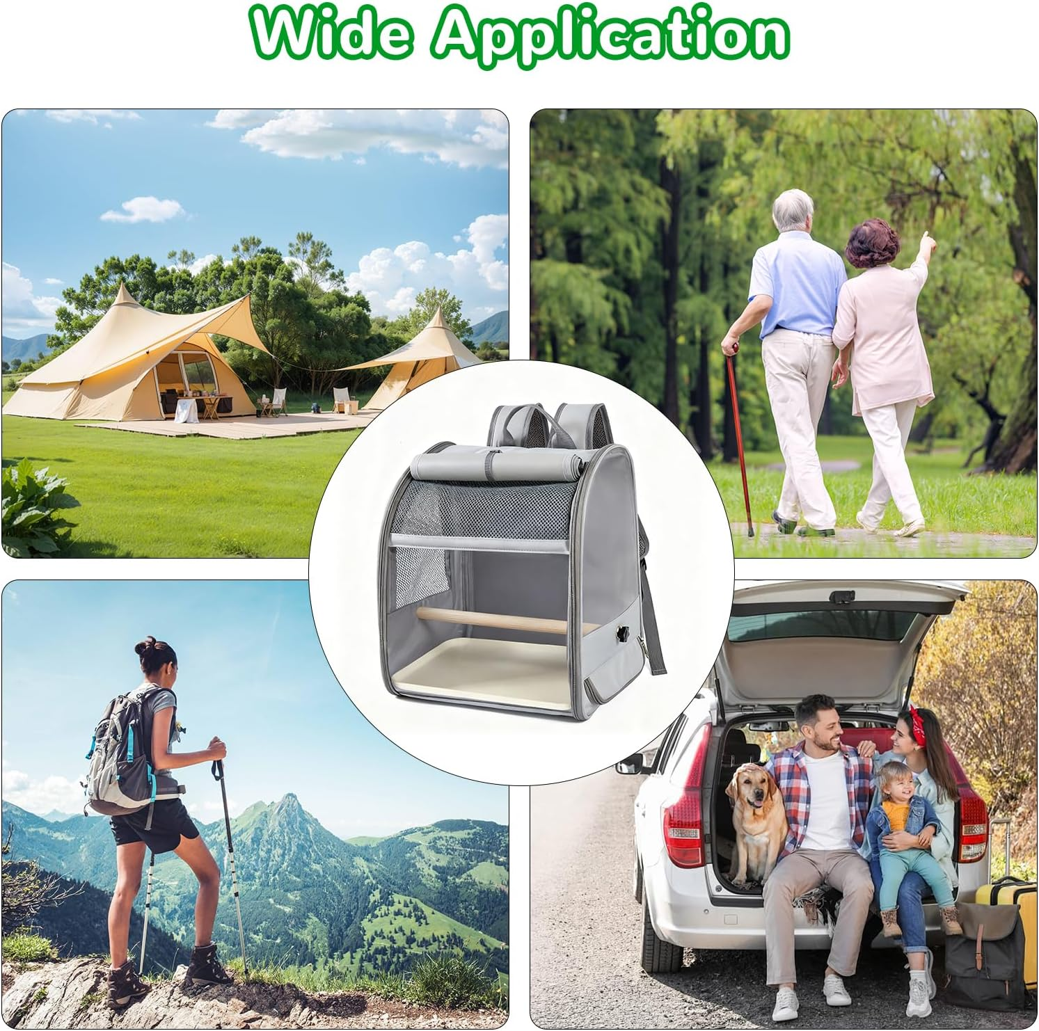 Bird Carrier Backpack, Transport Container for Birds with Feeder & Faeces Receiver, Bird Travel Cage Portable Pet Cage Made of Breathable Mesh for Small Parakeets Budgies image number 5