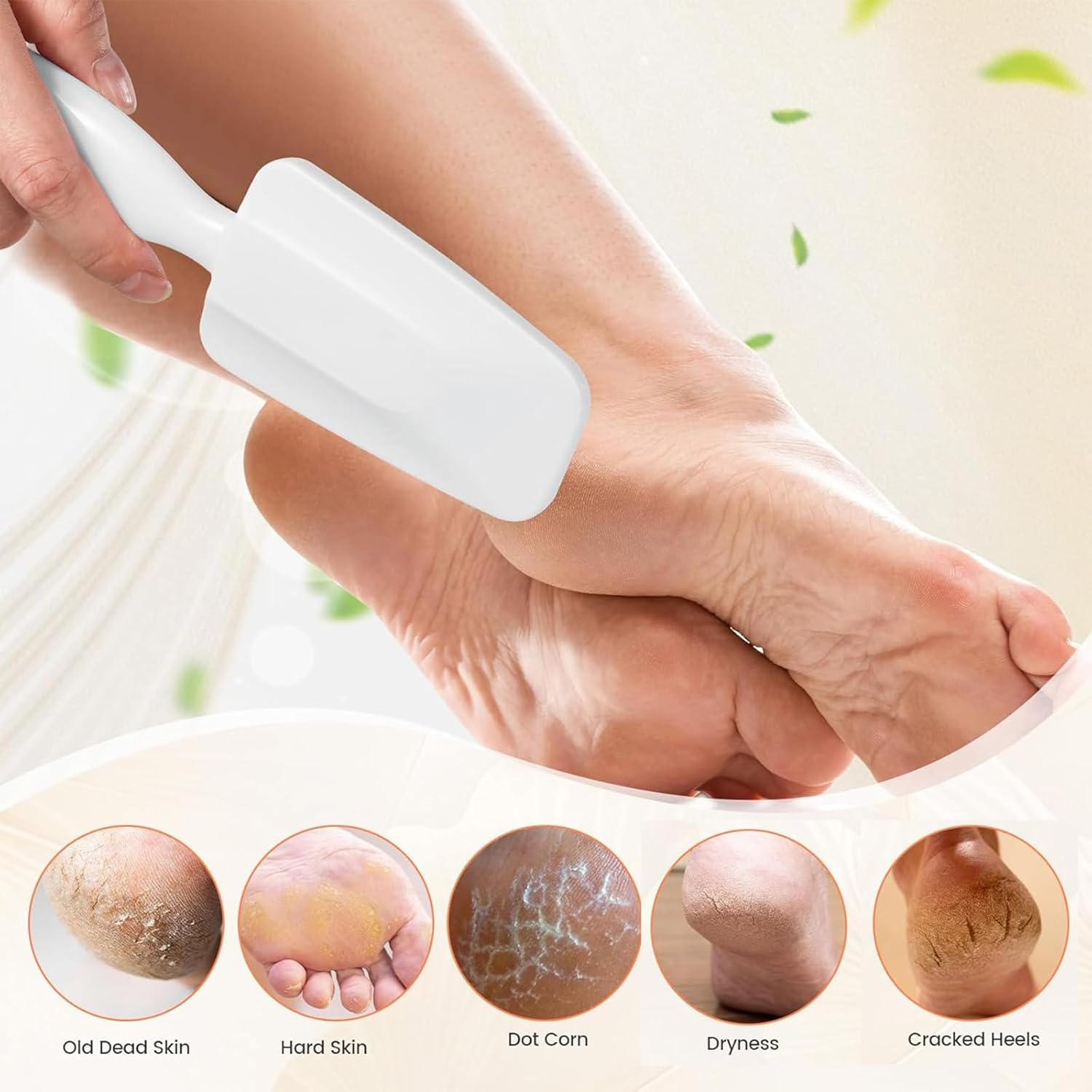 Glass Foot File Callus Remover,Foot Filefoot Scrubber for Dead Skin, Cracked Heel Foot Scraper for Dead Skin,For Cracked Feet,Heels, Elbows Foot Scraper - White image number 4