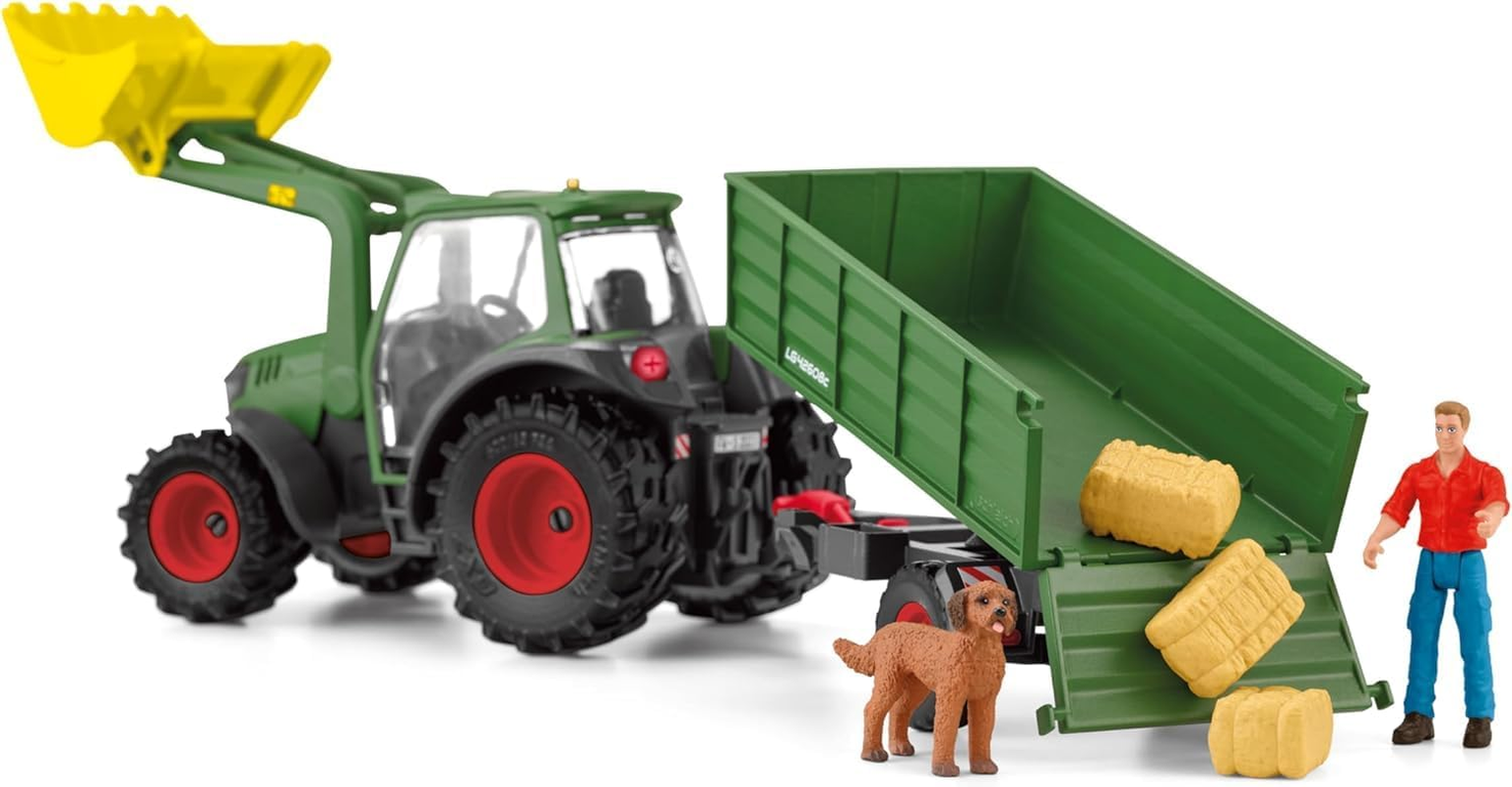 Schleich Farm World - 7 PC Green Tractor with Trailer Toy Playset with Farmer and Dog Figurine for Boys and Girls - Ranch Farming Figures - Farm Equipment Toys for Kids and Toddlers Ages 3+ image number 4