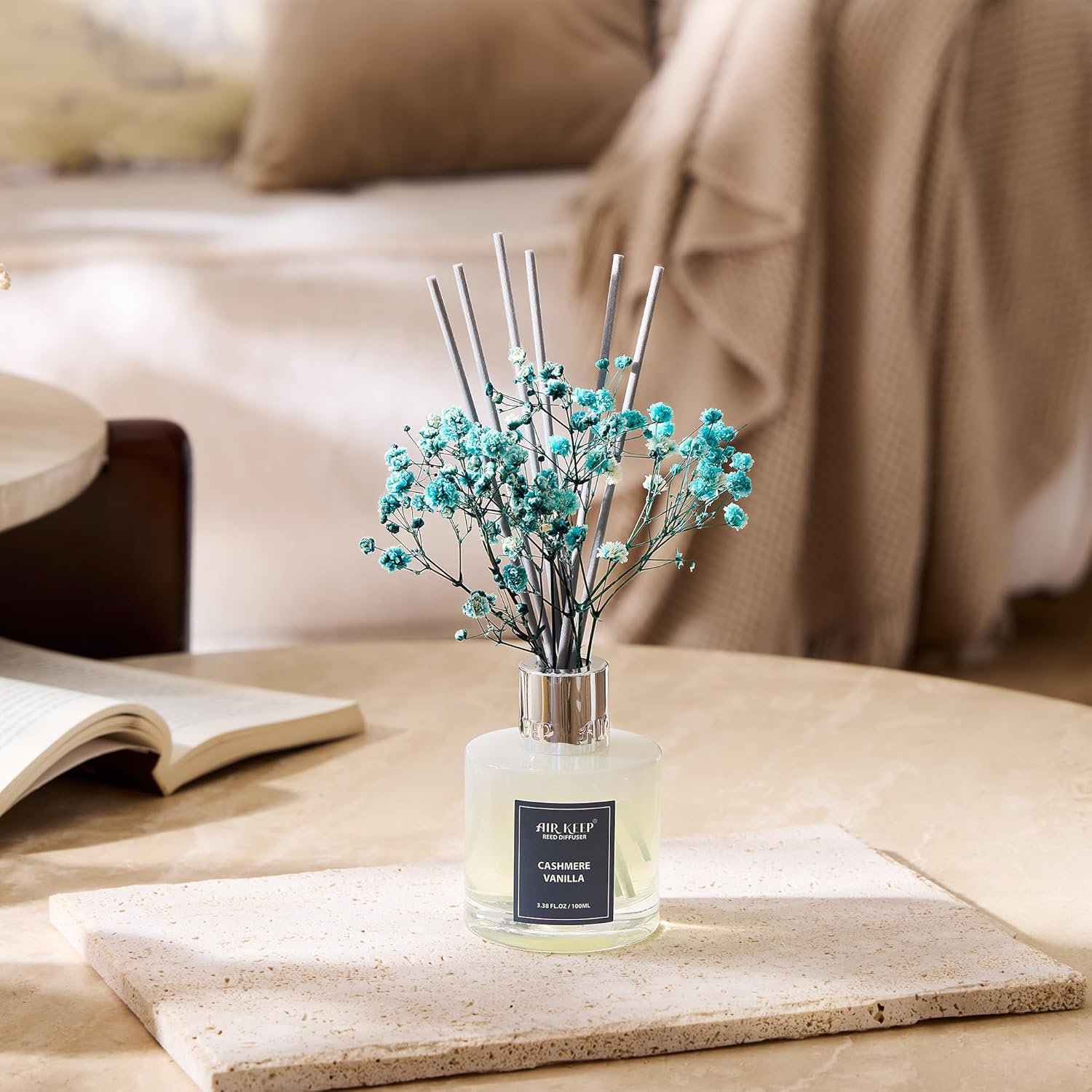 Airkeep Reed Diffuser Set, Cashmere Vanilla Home Fragrance, 100Ml Reed Diffuser with 8 Sticks, for Bathroom & Living Room Decor image number 6