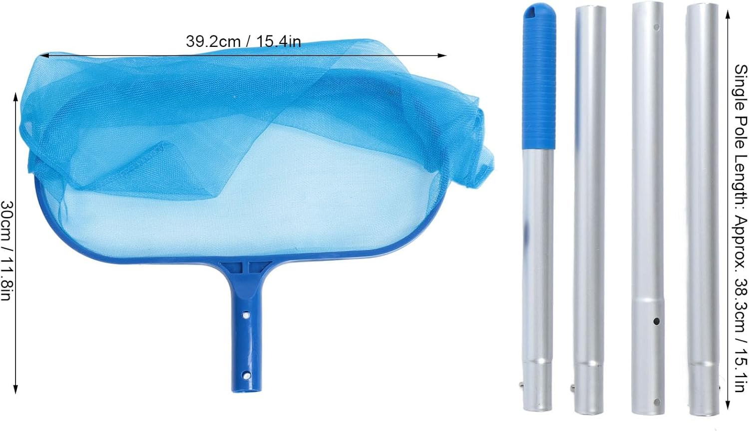 Pool Skimmer, Ultra Fine Mesh Netting Leaf Skimmer with 4 Sections Aluminum Pole Professional Heavy Duty Pool Cleaning Skimmer Leaf Cleaning Nets for Swimming Pools, Spas, Hot Tubs image number 5