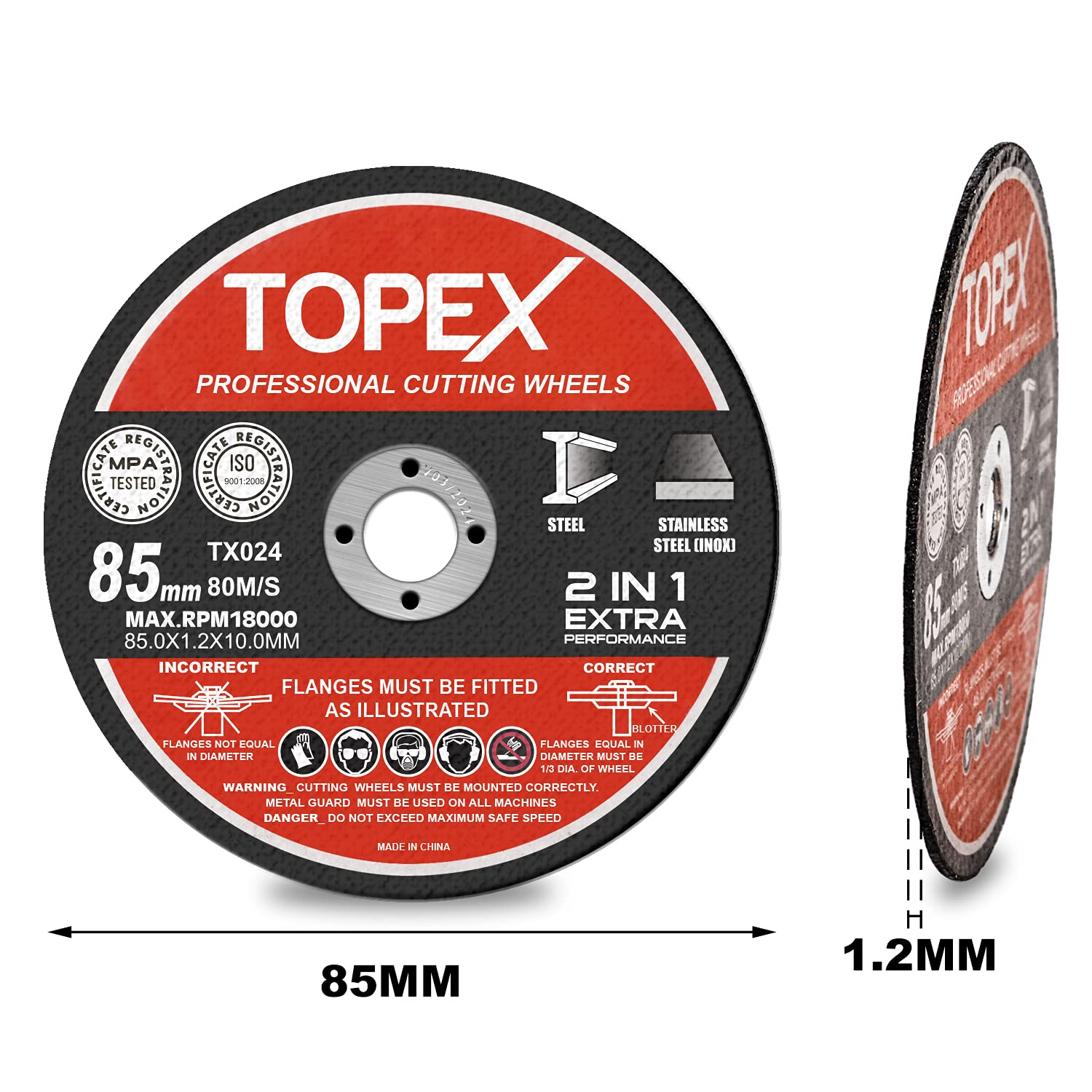 50-Piece 85Mm Professional Cutting Wheels Discs Premium Grinding Wheel 2 in 1 Steel INOX Ultra Thin image number 6