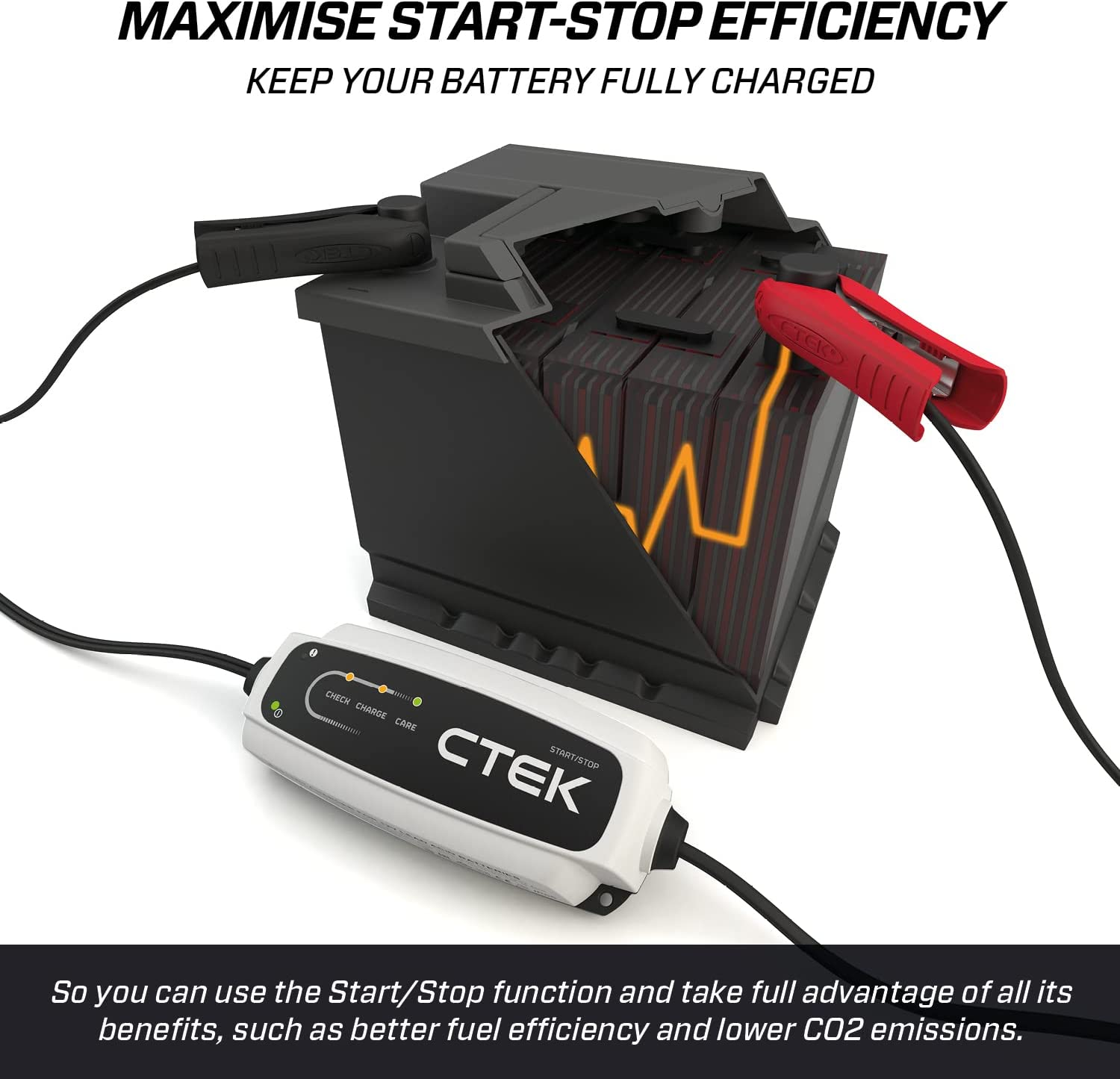 CTEK CT5 Start/Stop, Battery Charger 12V, Battery Tender Charger, Car Charger, Battery Maintainer, Smart Battery Charger with Desulphation Function, Float/Pulse Maintenance and Start/Stop Technology image number 5