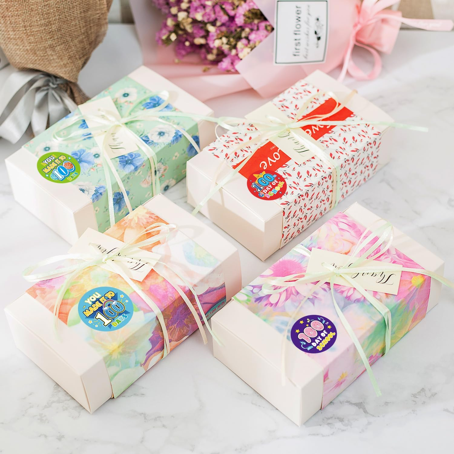 500Pcs 100 Days of School Stickers, One Hundred Days Smarter Encouragement Stickers School Teacher Incentive Reward Sticker for Kids Kindergarten School Party Decoration image number 3