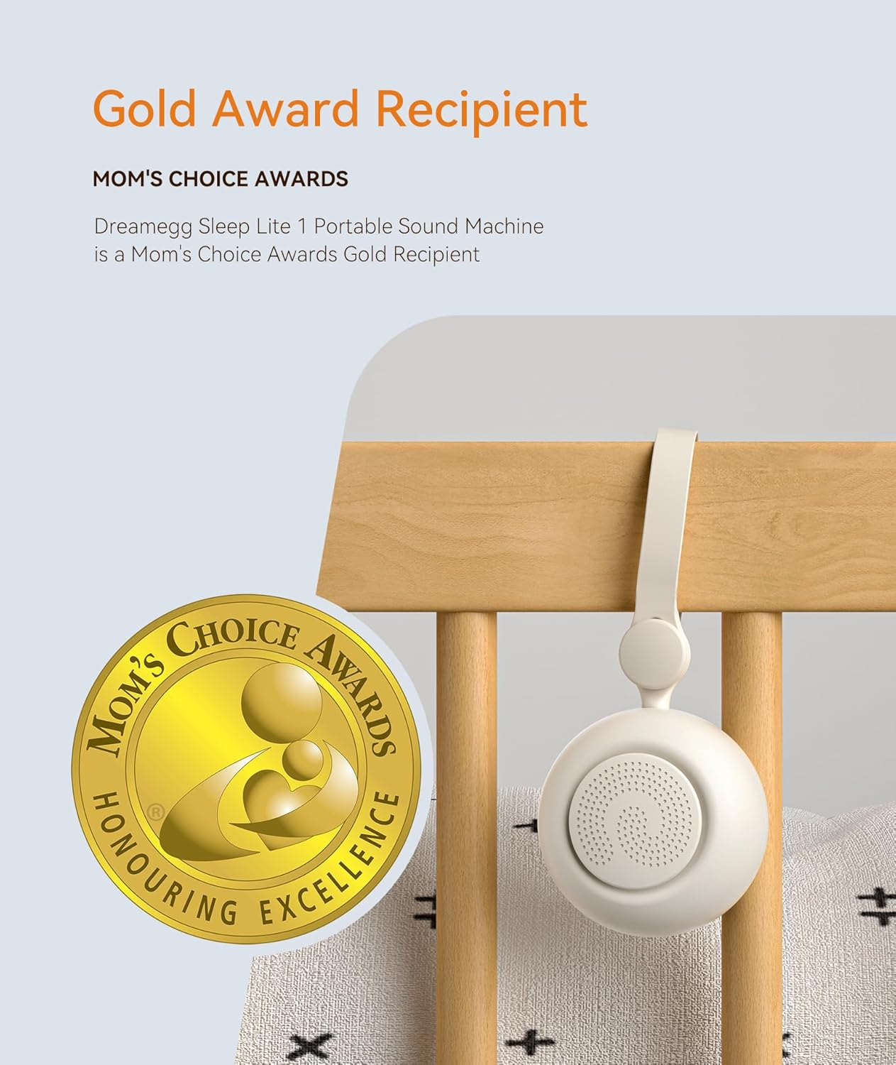 Dreamegg Portable White Noise Machine Baby - Sound Machine for Baby, 19 Soothing Sounds, Night Light, Timer, Memory, White Noise Machine for Baby Stroller Car Seat, Baby Sleep Soother for Travel Gift image number 4