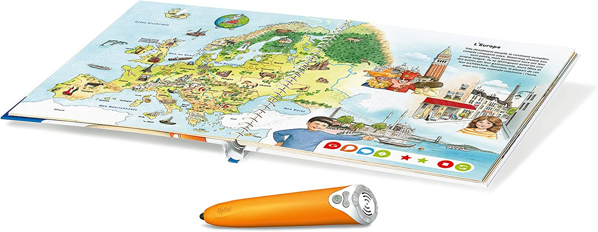 Ravensburger - Tiptoi Interactive Reader Complete Set - My First Atlas Book in French - Electronic Educational Games - from 5 Years - 00032 image number 4