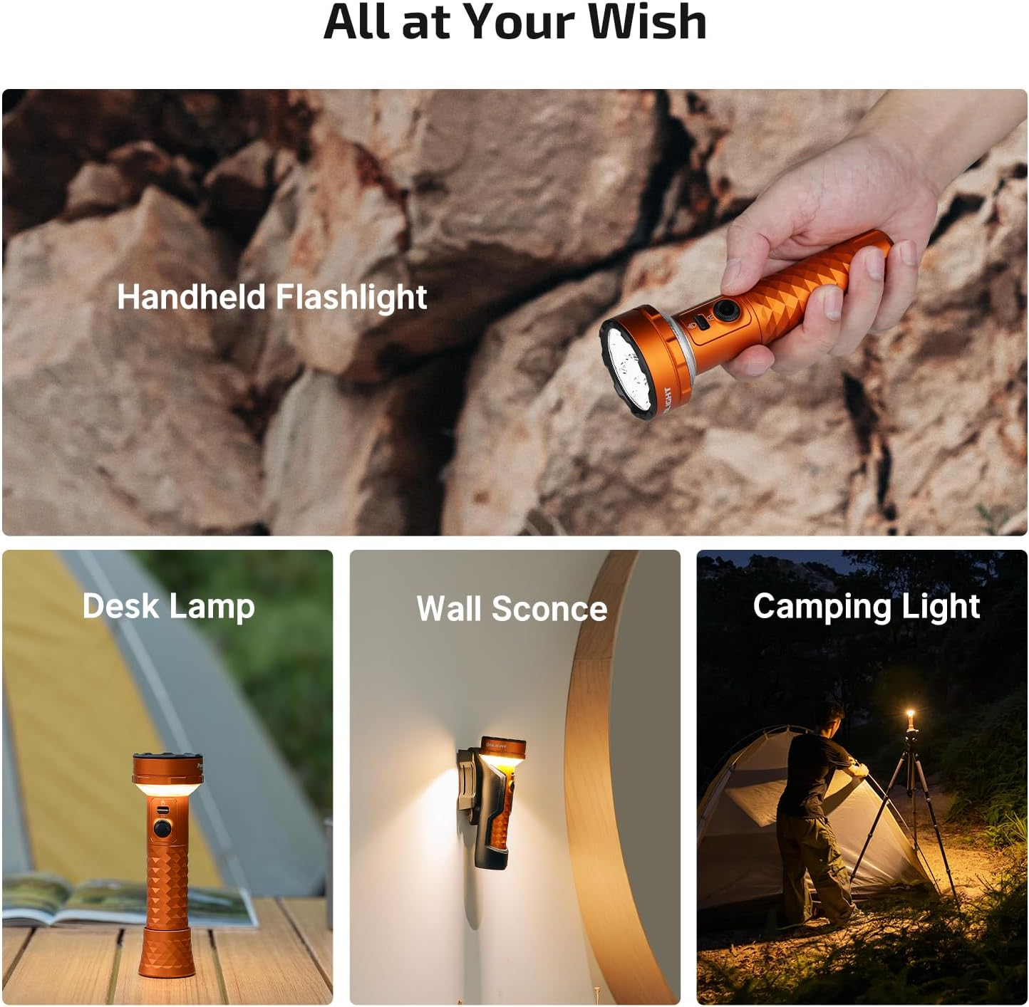 OLIGHT Prowess Handheld Flashlight Bidirectional Lighting Max 5000 Lumen Cool White LED Light EDC Torch Forcamping Light,Outdoor or Wall Sconce(Orange)