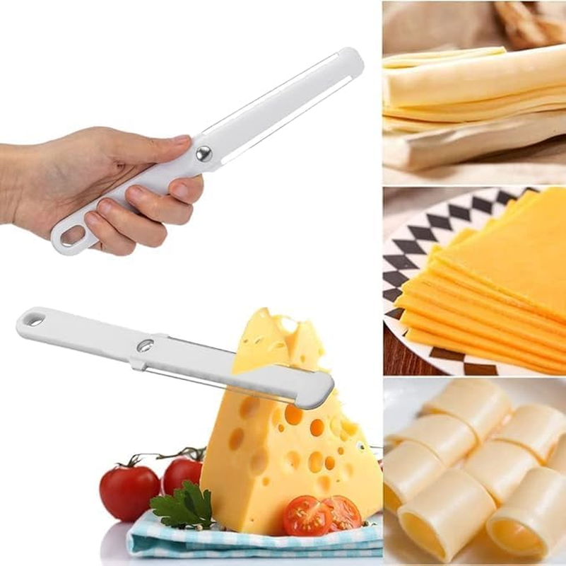 Leanockesa 4-In-1 Cheese Slicer Wire Set, Plastic Butter Knife, Pizza Candy Knife, Bread Knife, Kitchen Gadget, Cheese Cutter, Handheld, 2-Side Wire Blade image number 3