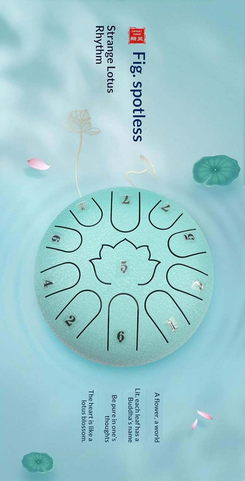 Musical Instruments Rain Drum - 7.09-Inch 11-Tone, Steel Tongue Drum Music Kit（Green） image number 4