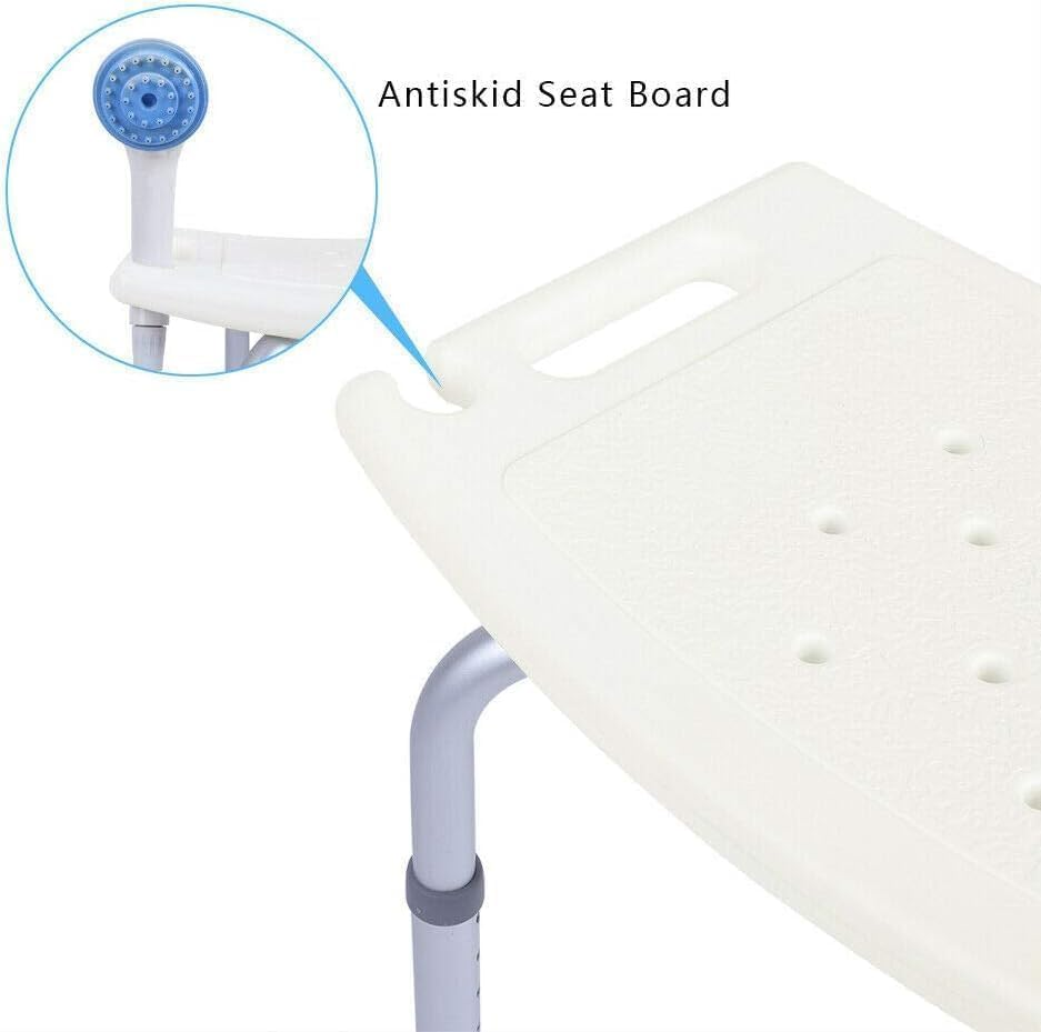 Home Office Shower Chair with Arms Medical Shower Chair Bathroom Transfer Tub Stool for Elderly with Adjustable Seat Anti-Slip Rubber Tips 6 Different Heights Levels Capacity 130Kg White image number 6