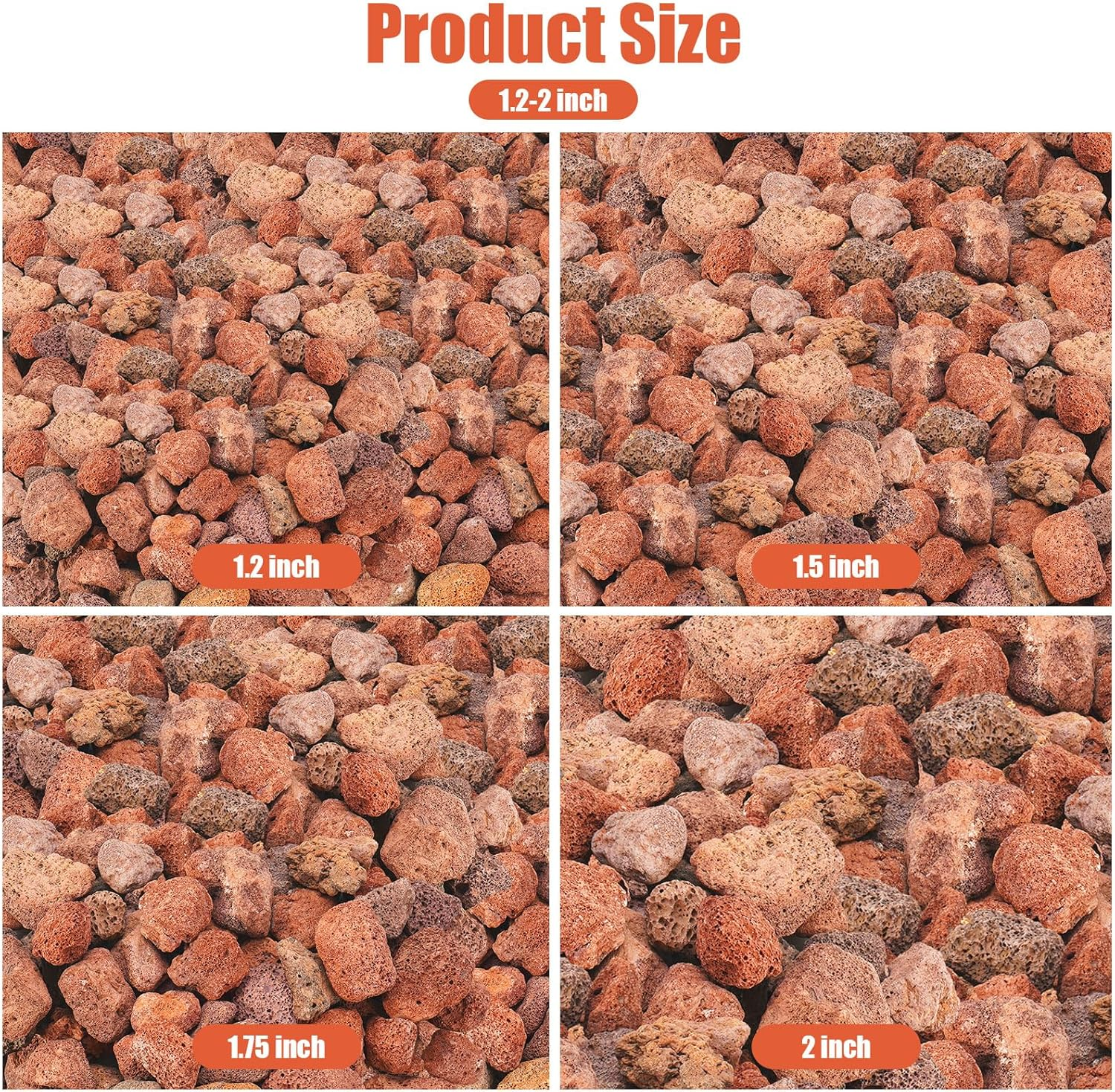 10 Pounds Red Lava Rocks for Fire Pits, Fireplaces, Perfect for Gas Log Sets, Gas Grills, Landscape Design, Suitable for Both Indoor and Outdoor Applications (1.2"-2") image number 6
