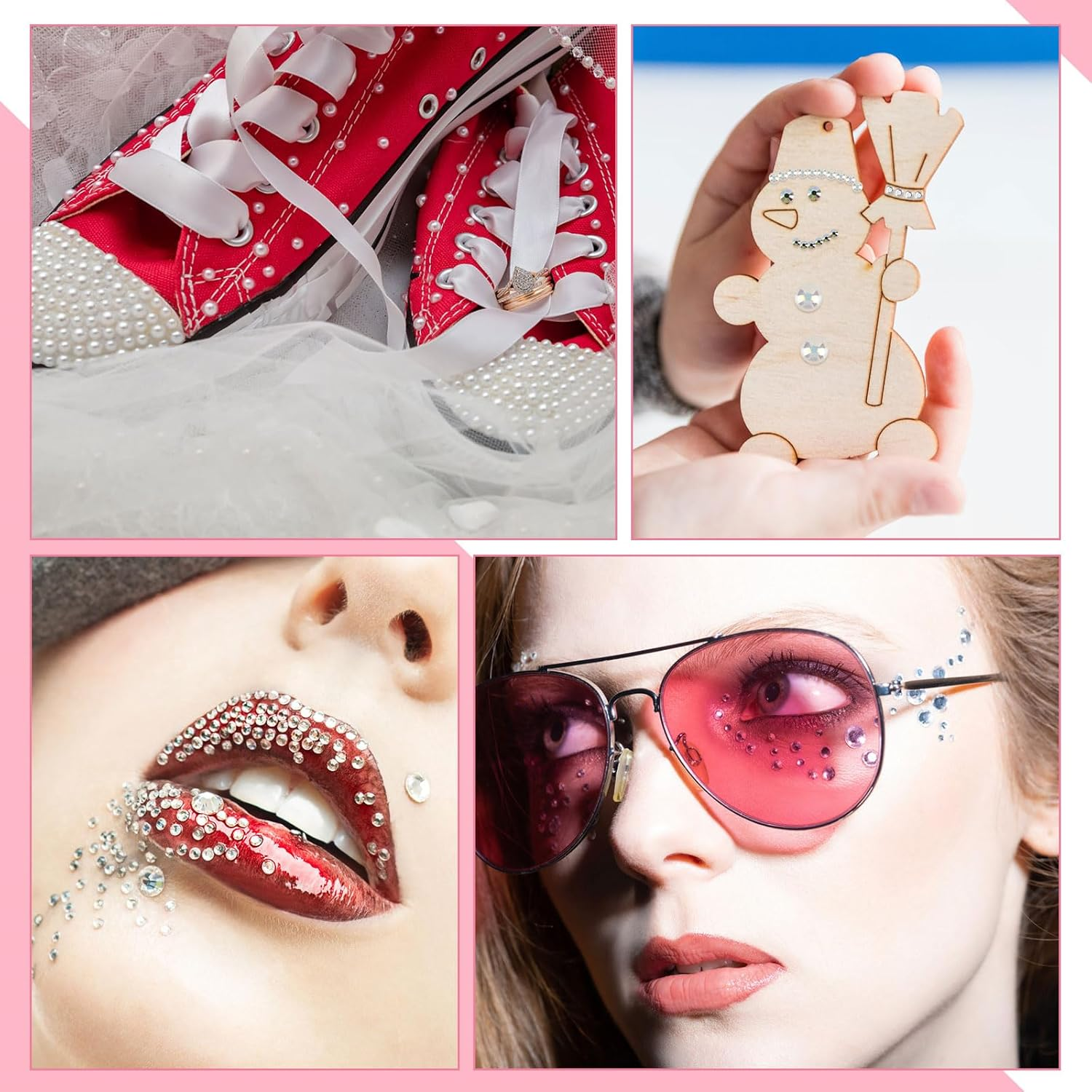 5820 Pieces Rhinestones Nails, Glitter Stones Nails and Semicircular Beads, AB Crystal Rhinestones, Flatback Nail Stones with Tweezers and Pen for Nail/Diy (Multiple Sizes and Colours)