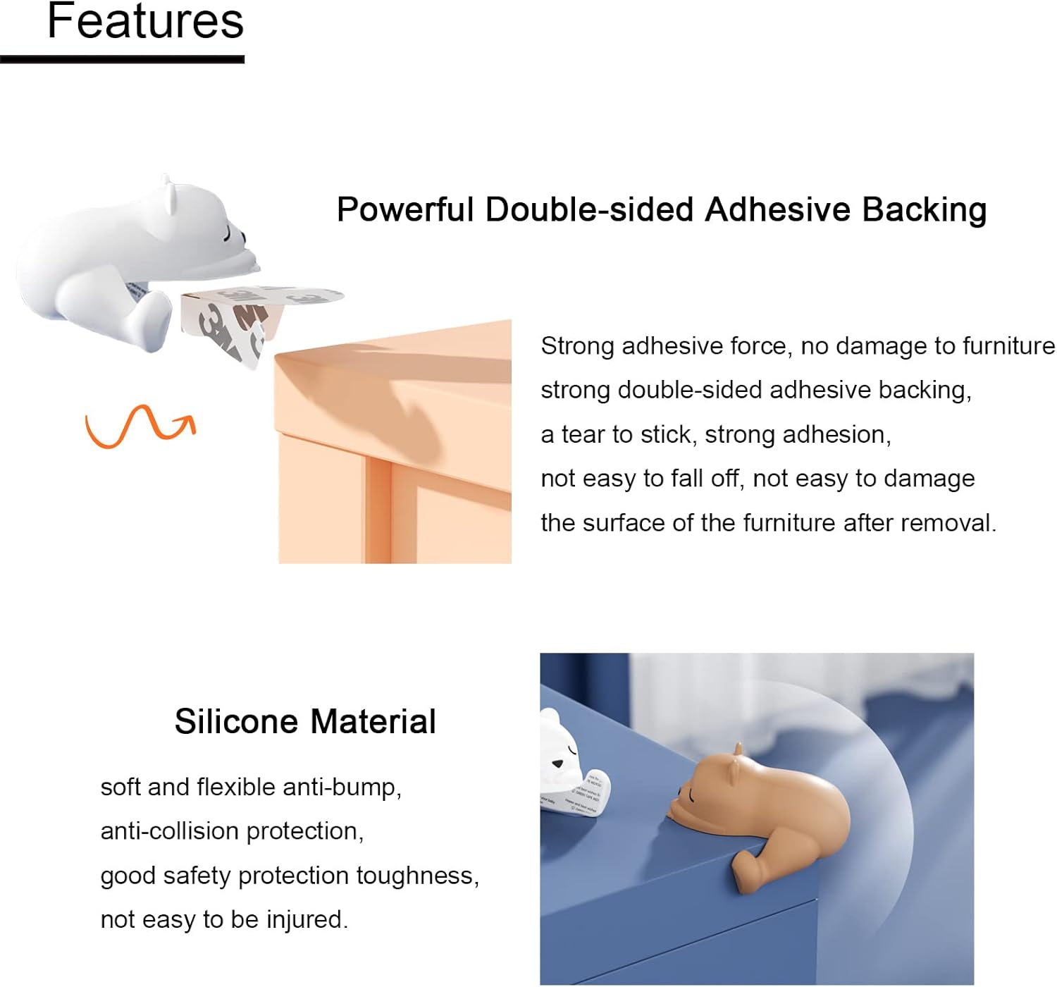 4 PCS Sleepy Bear Corner Protector Soft Corner Protector Corner Protectors Child Safety Cartoon Corner Protector Window Table Hemming Sticker Baby Corner Protection Safety Table Edge Protector image number 6