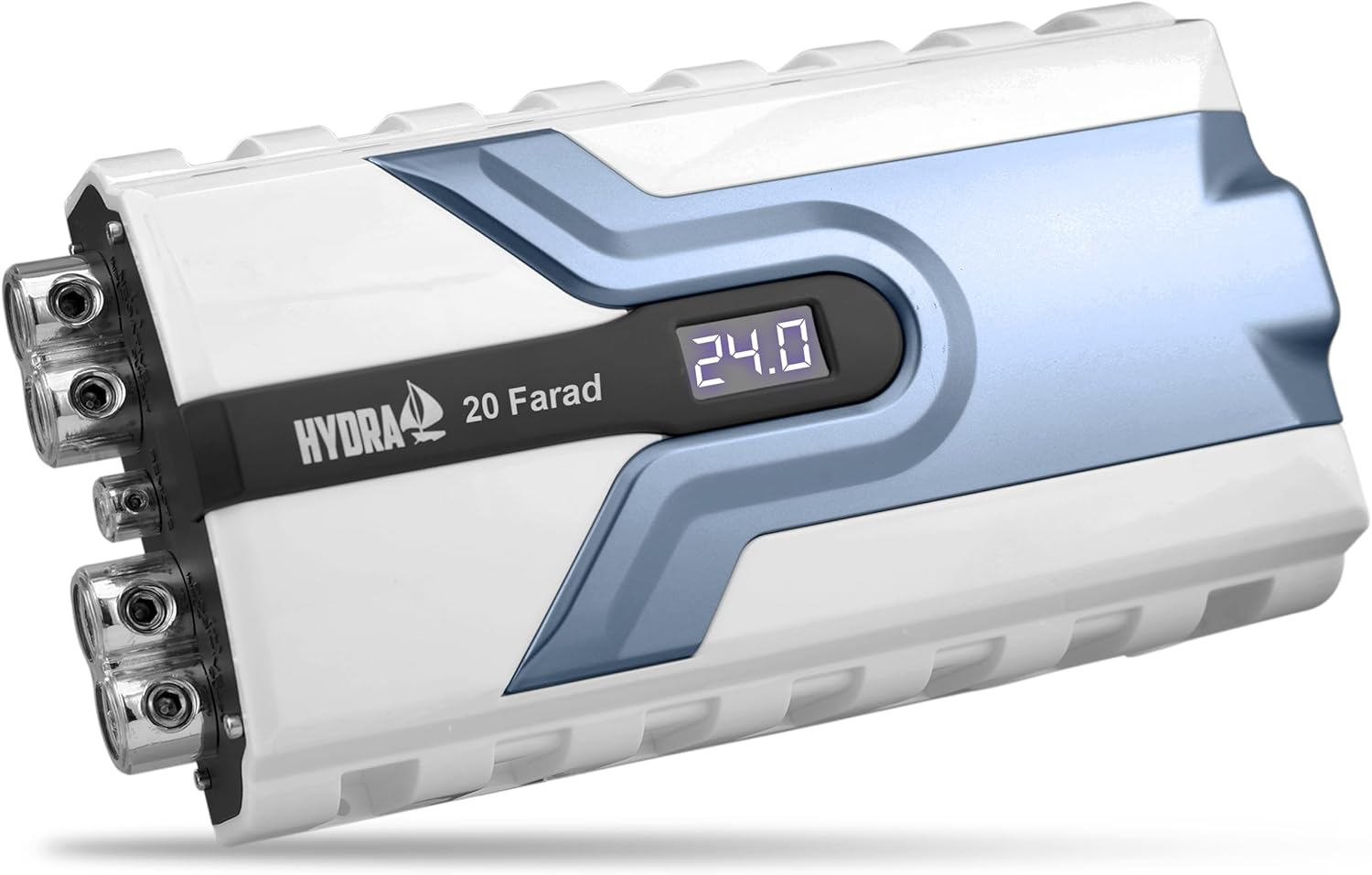 Pyle 20 Farad Digital Power Capacitor, High-Performance Car Audio Accessory with Blue Digital Display Voltage Readout and LED Flash, over Voltage Protection, Mounting Hardware, DC 12-24V image number 2