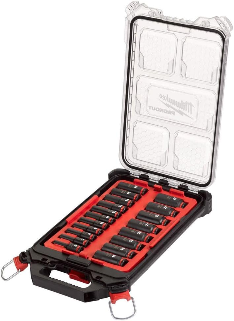 Milwaukee Shockwave 4932480943 Impact Socket Set 1/2 Inch Long in Packout Organiser 16 Pieces