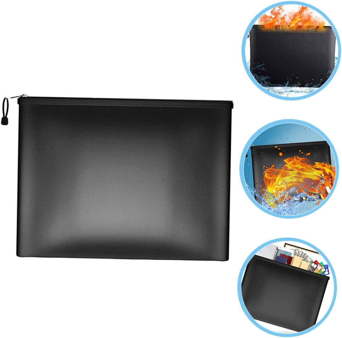 SOLUSTRE Fireproof Document Bag Pouch Medium Fireproof Organizer for Cash Passports Certificates Electronics Safe Storage for Travel and Home Use