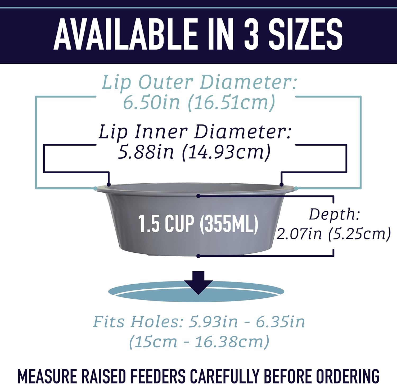 Leashboss Slow Feed Dog Bowl for Raised Pet Feeders - Maze Food Bowl Compatible with Elevated Diners (1.5 Cup - 6-6.25 Inch Feeder Holes, Blue) image number 1