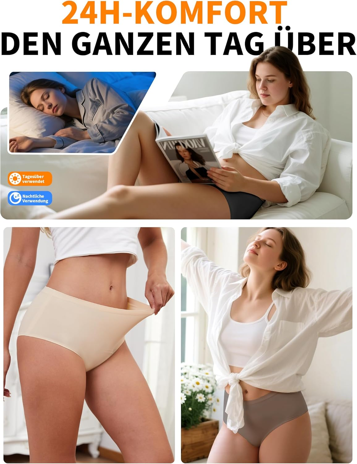 Posefree Period Underwear Heavy Bleeding 40 Ml Women'S Period Briefs Absorbency Breathable Comfortable Pack of 3 Size S-XXL image number 1