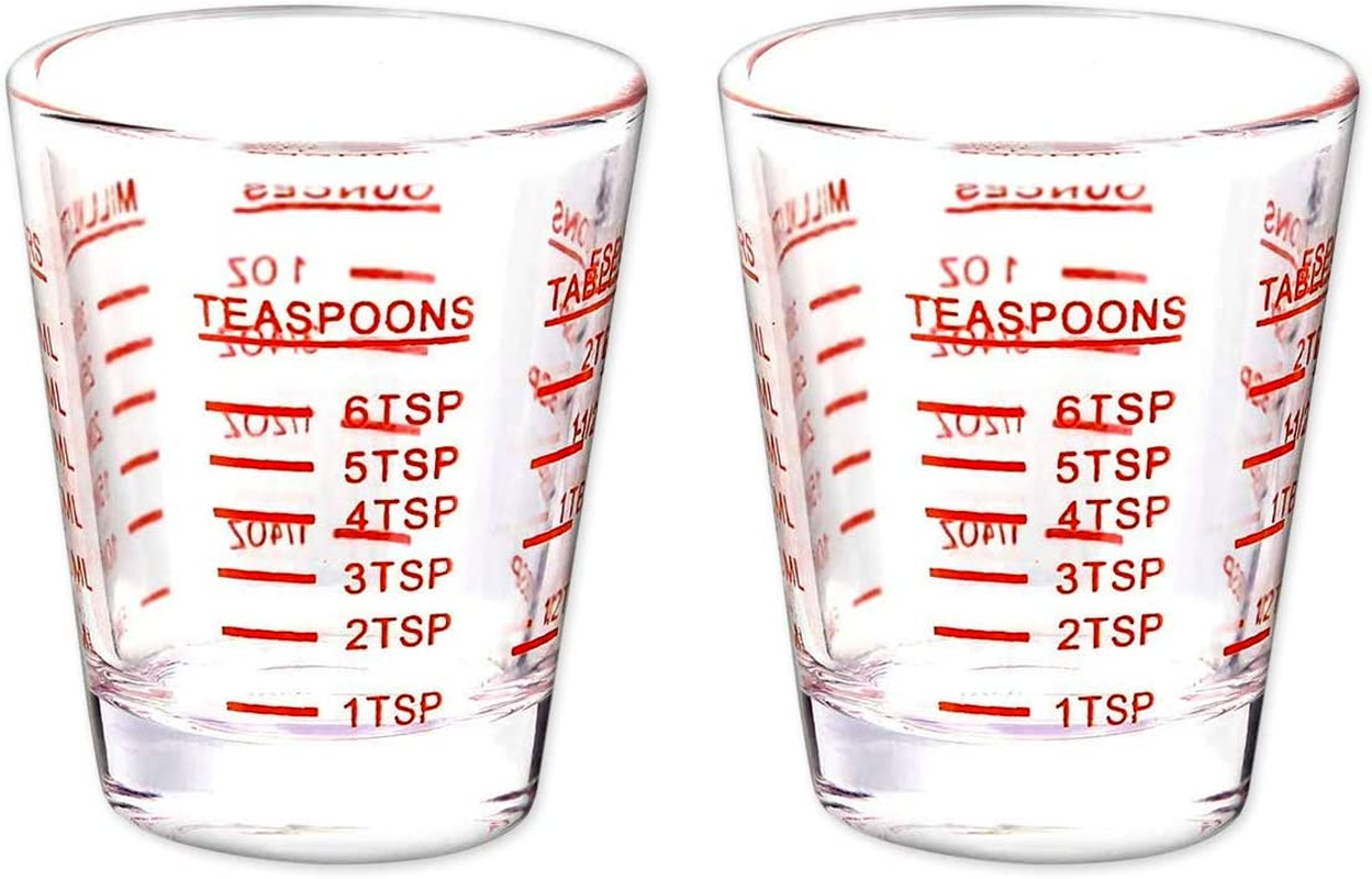DS. DISTINCTIVE STYLE Shot Glasses Measuring Cup 2 Pieces Liquid Heavy Glass 30 Milliliter Scaled Measuring Glass for Liquid image number 3