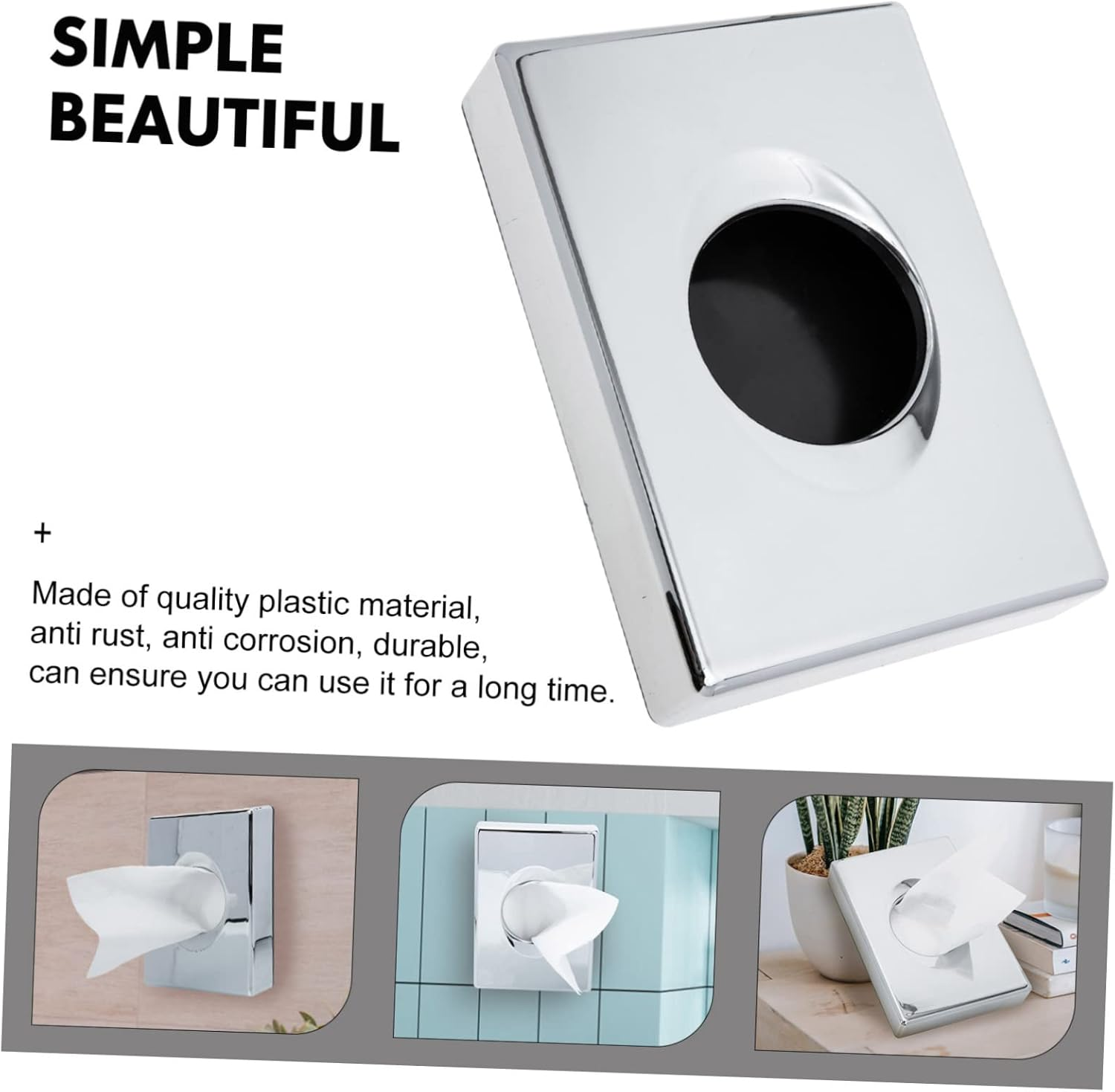 SHOWERORO Hotel Toilet Tissue Box Wall Mount Napkin Holder Box Tissue Dispenser for Home Commercial Plastic Storage Holder image number 5