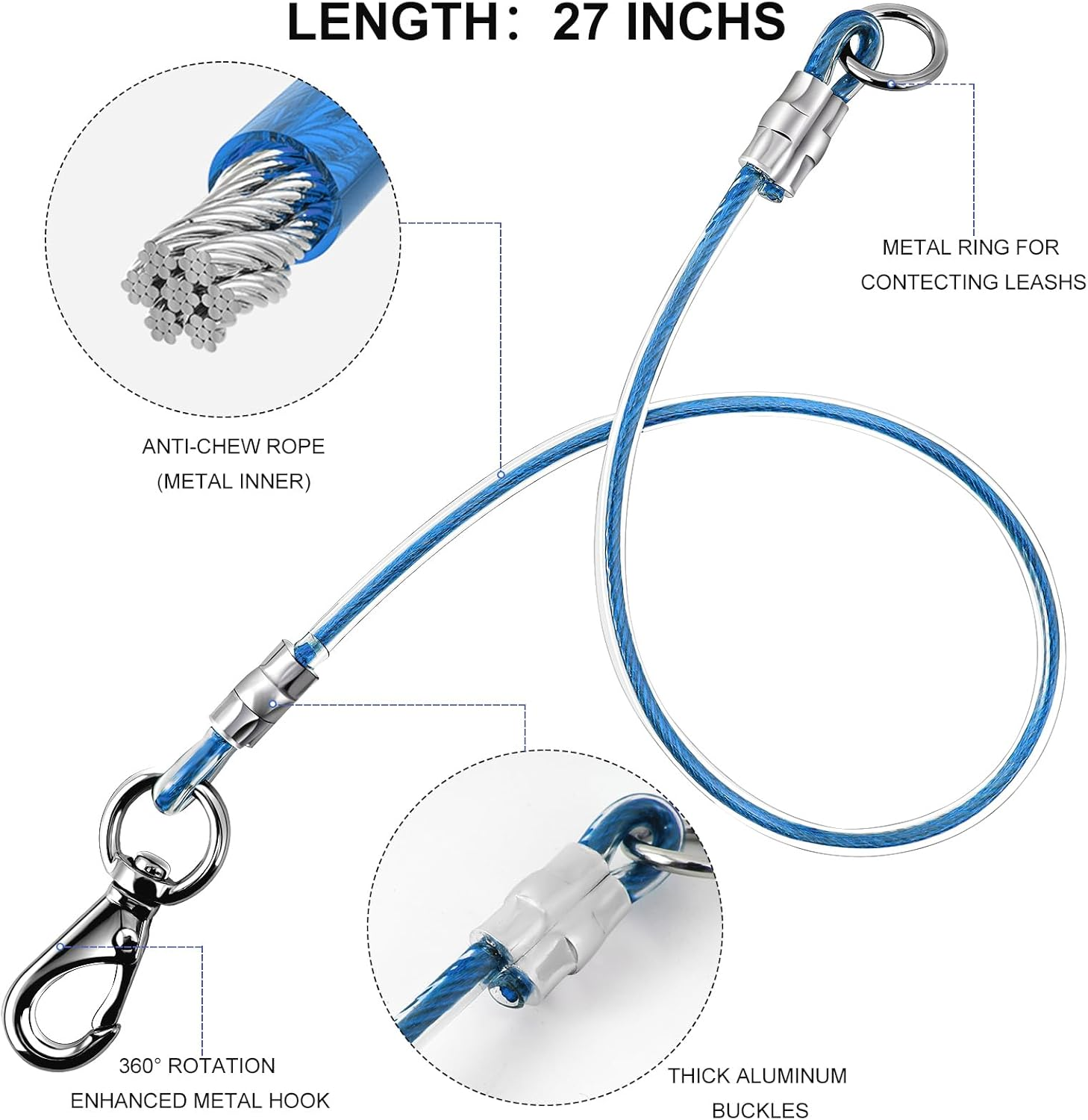 Voopet Chew-Proof Dog Leash Extension Works with Any Leash & Collar & Harness - Super Strong and Durable Non-Tangle Connect Leash (Multiple Leashes Are Used for Multiple Dogs) image number 5