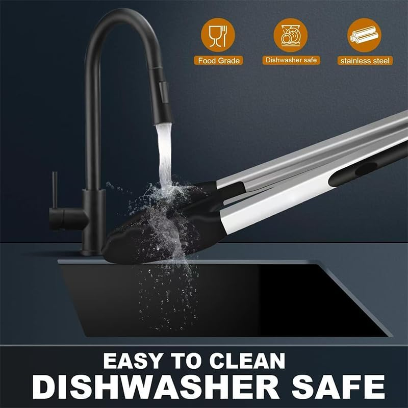 3 Pack Kitchen Tongs,Premium Silicone BPA Free,Food Tongs with Non-Slip Silicone Tips and Grip for Cooking, Baking and Bbq(18Cm & 23Cm & 30Cm) ﻿ (3 Pack Silicone Tongs) image number 2