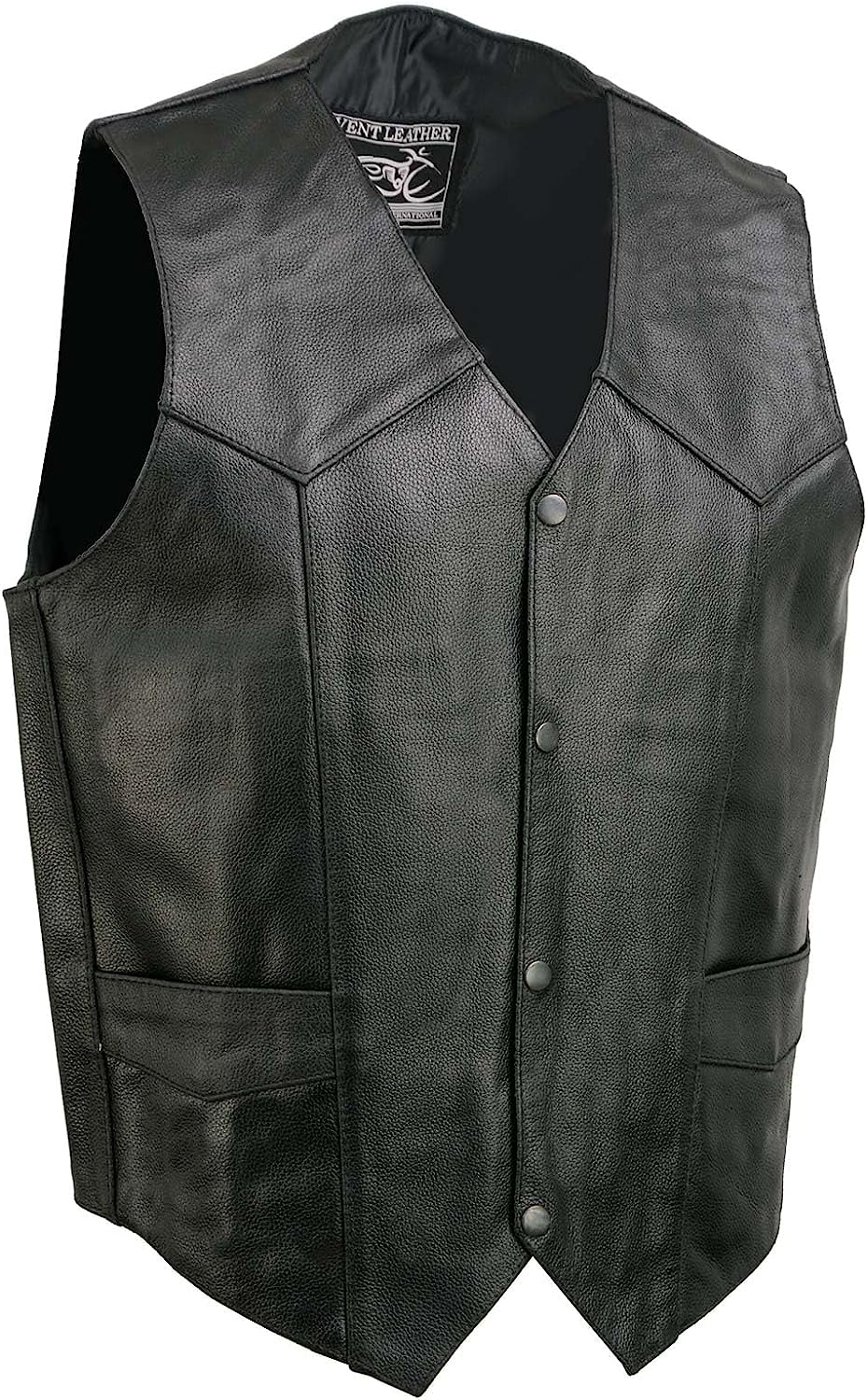 Event Biker Leather EL5310-XS-BLACK Men'S Promo Basic Leather Vest (Black, X-Small) image number 3
