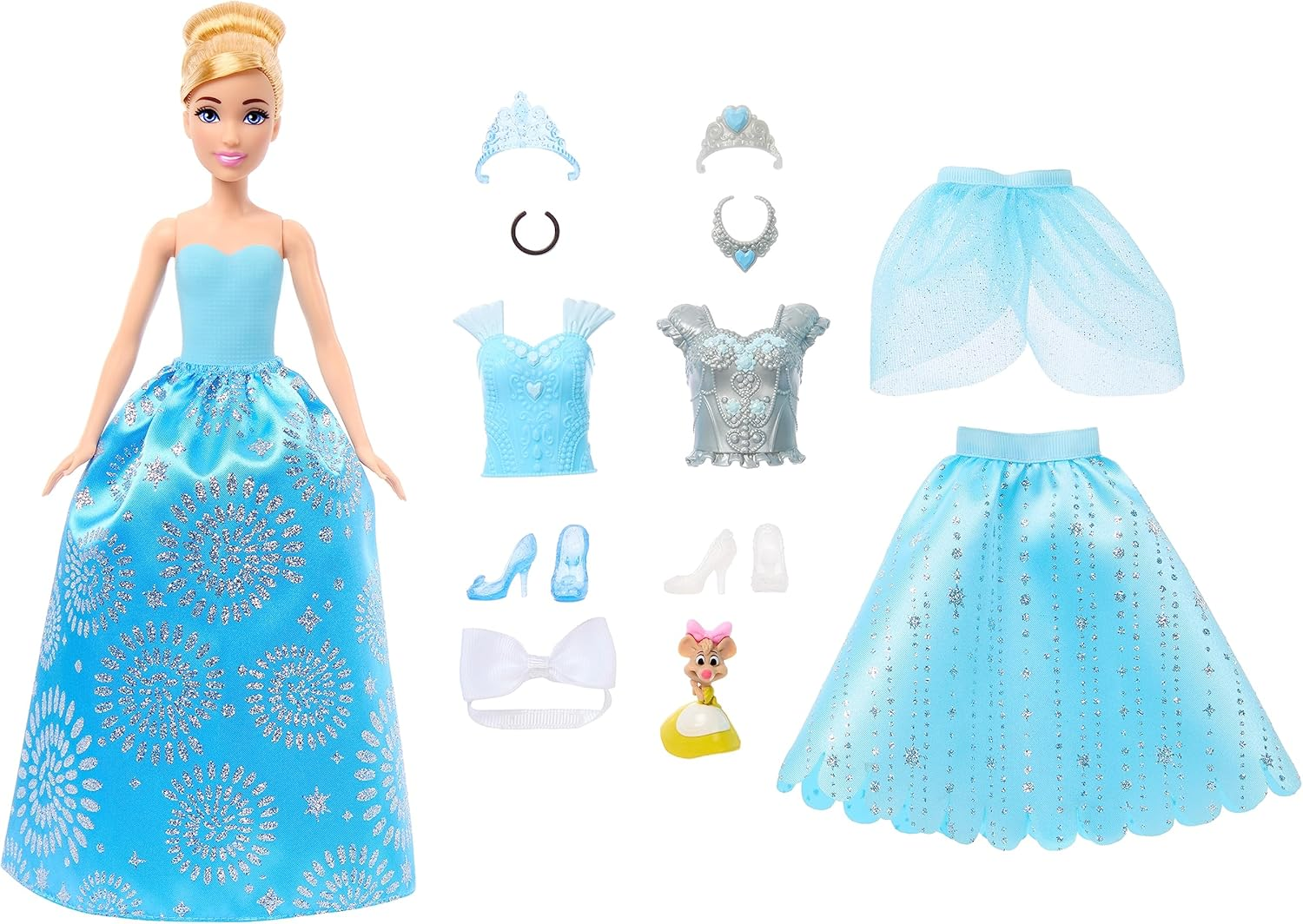 Mattel Disney Princess Toys, Cinderella Fashion Doll and Friend with 12 Surprise Fashions and Accessories, Inspired by the Disney Movie, Gifts for Kids image number 1