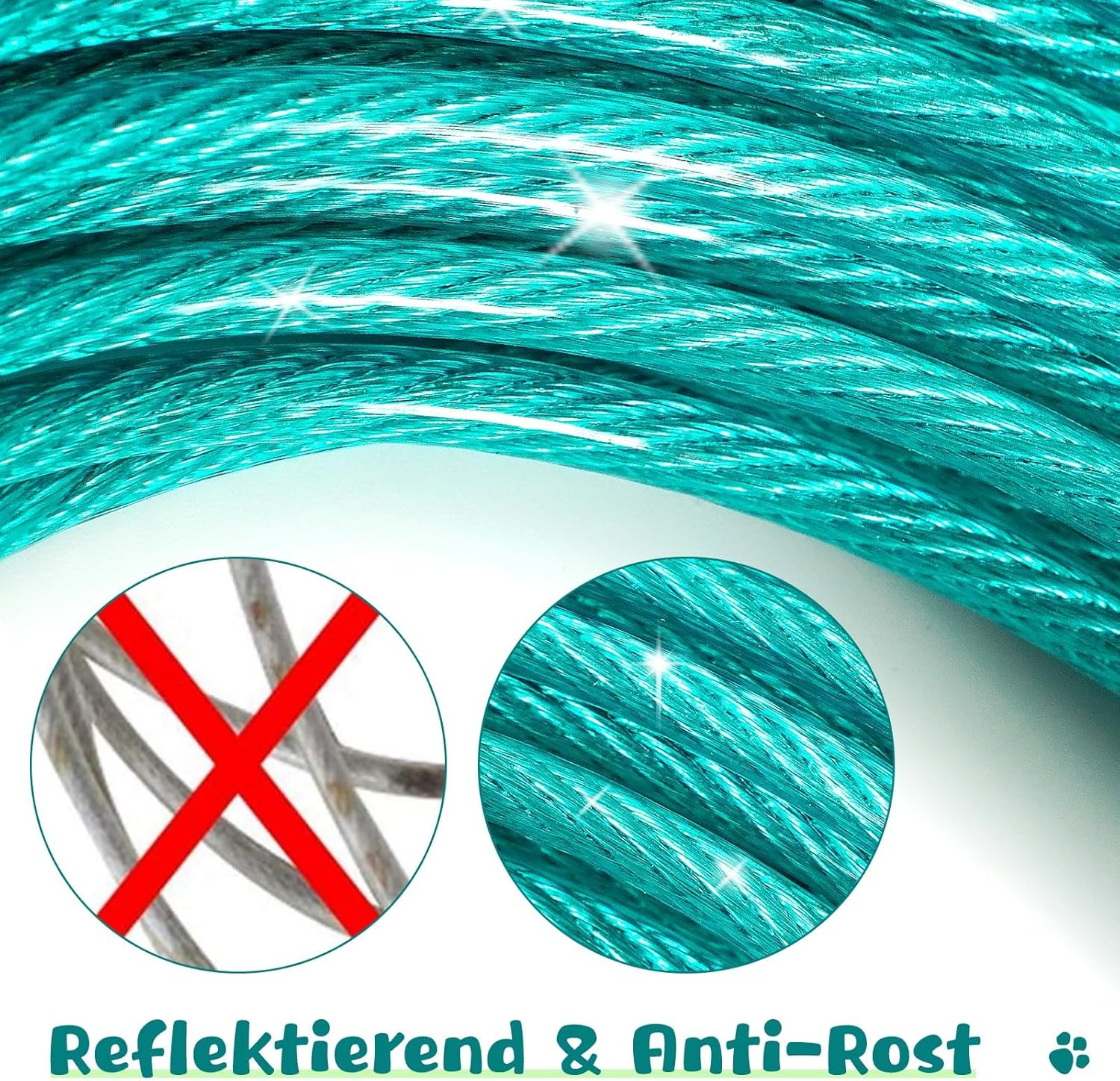 Yard Lead for Dogs, 6 M Yard Lead Tie Out Leads, Tie Out Cables for Dogs with Screw Cap, Yard Lead Tie Out Lead with Shock Absorbing Spring up to 125 Lbs, Pet Lead Bite Resistant for Camping image number 2