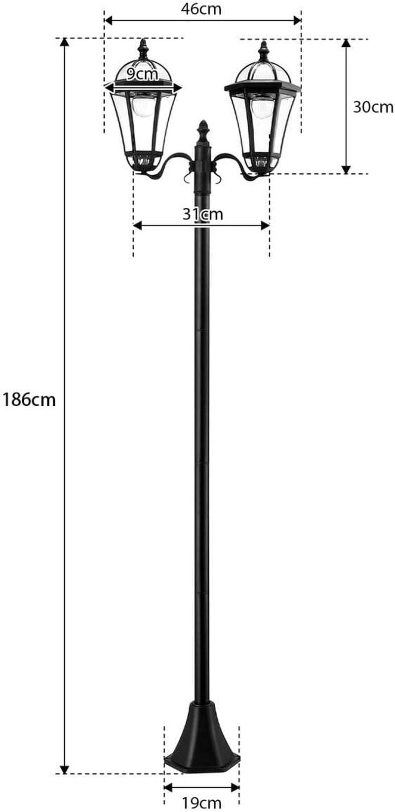 186Cm Solar Post Light Outdoor Street Pathway Garden Security Pole Lamp Driveway Patio Yard Energy Powered Pillar (46X19X186Cm) image number 6