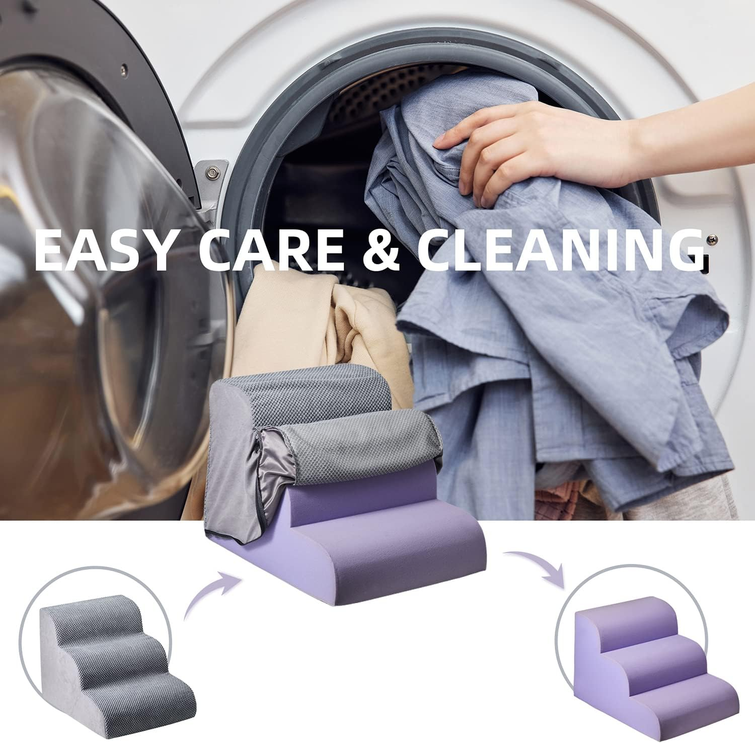 Chic Threads Dog Stairs for Small Dogs, 3-Step Dog Stairs for High Beds and Couch, Pet Steps for Small Dogs and Cats，Non-Slip Stable Indoor Dog Steps image number 5