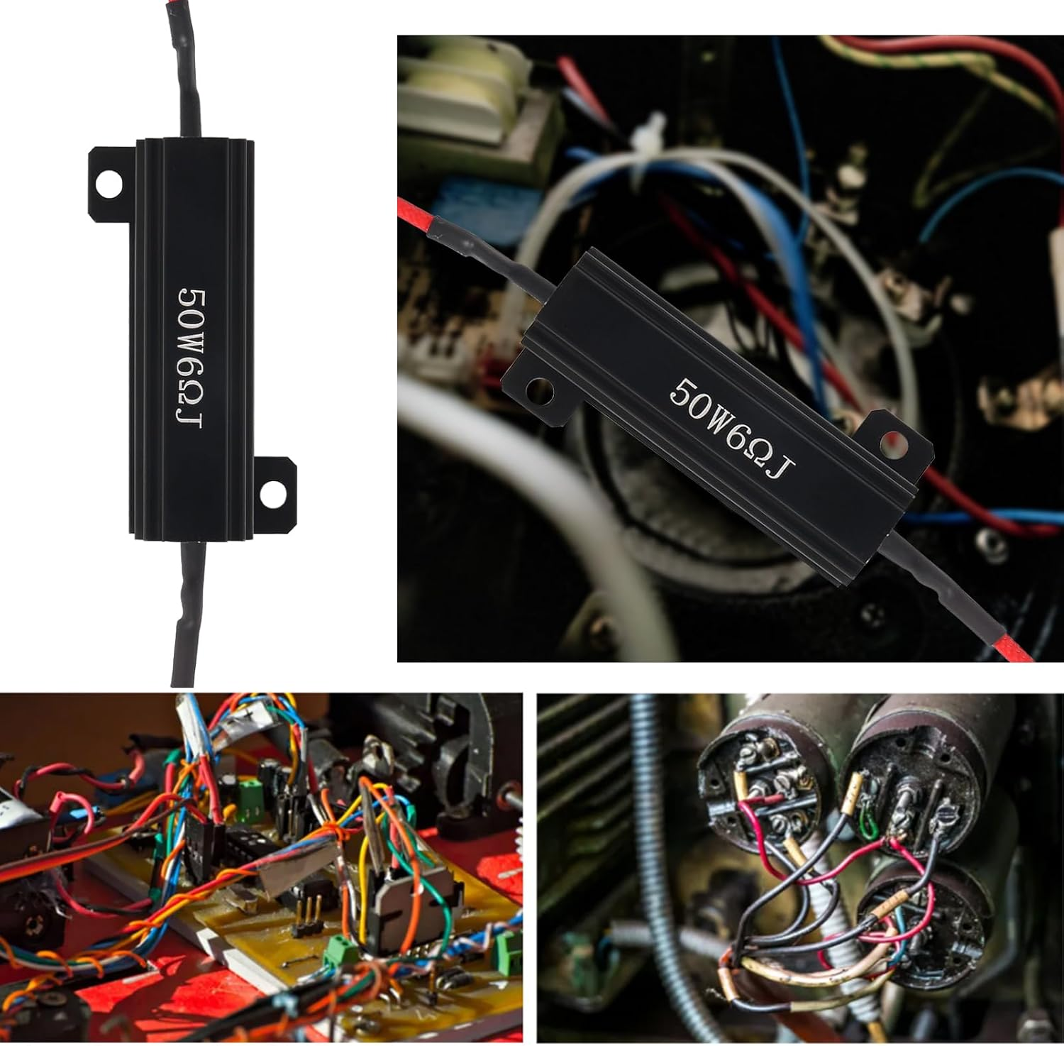 4Pcs 50W 6Ohm Load Resistor Turn Signal Blink LED Fix Fast Flash Error Code Flickering Automotive Replacement Resistors for LED Lights Indicator Controllers Bulb Headlights Tail Light License Plate - 2Pcs 50W 6Ohm-Black image number 7