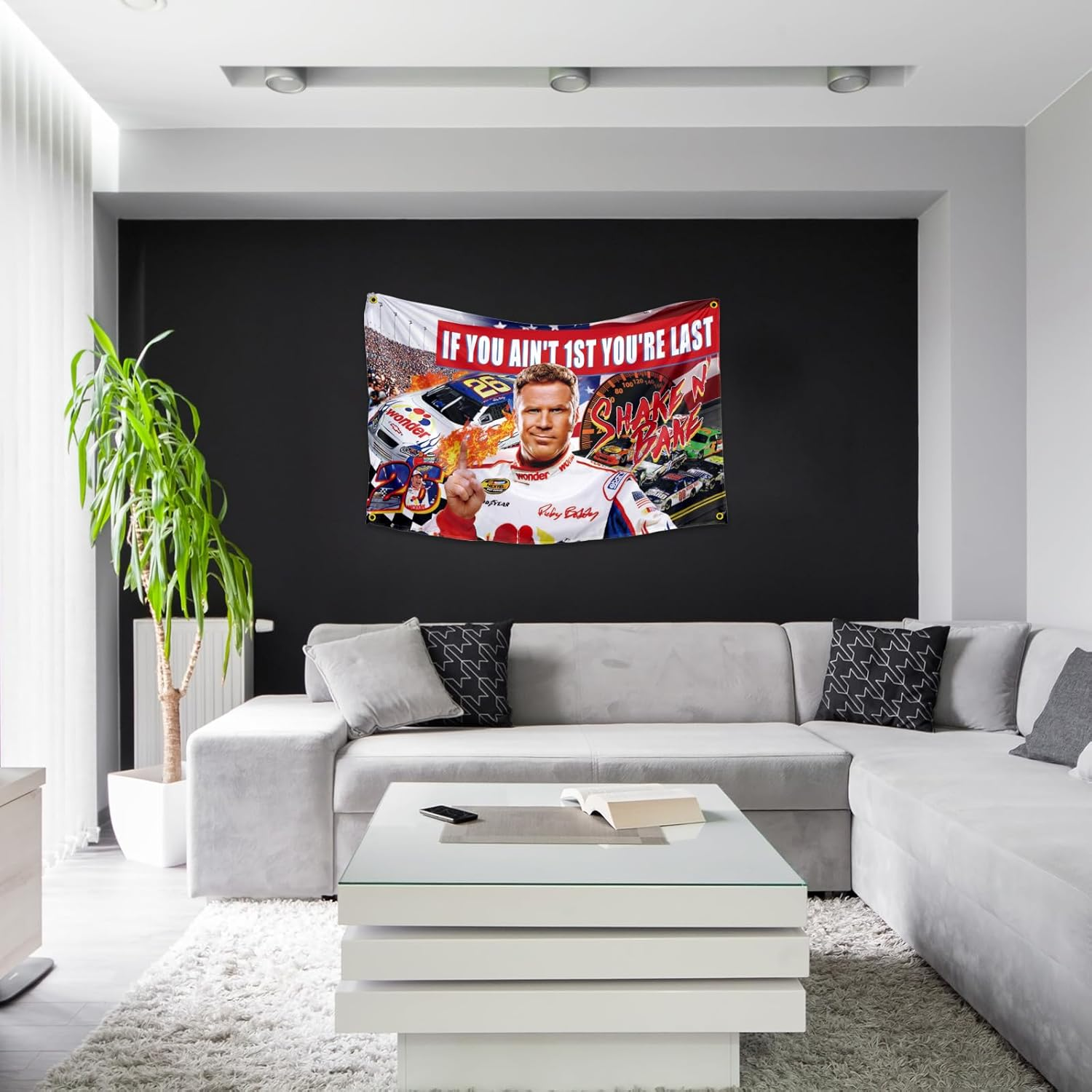 If You Ain'T 1St First You'Re Last Flag for Talladega Nights Ricky Bobby，3X5 Feet Flag Funny Poster Durable Man Cave Wall Flag with Brass Grommets This Beautiful Entertaining Banner Flag for College image number 4