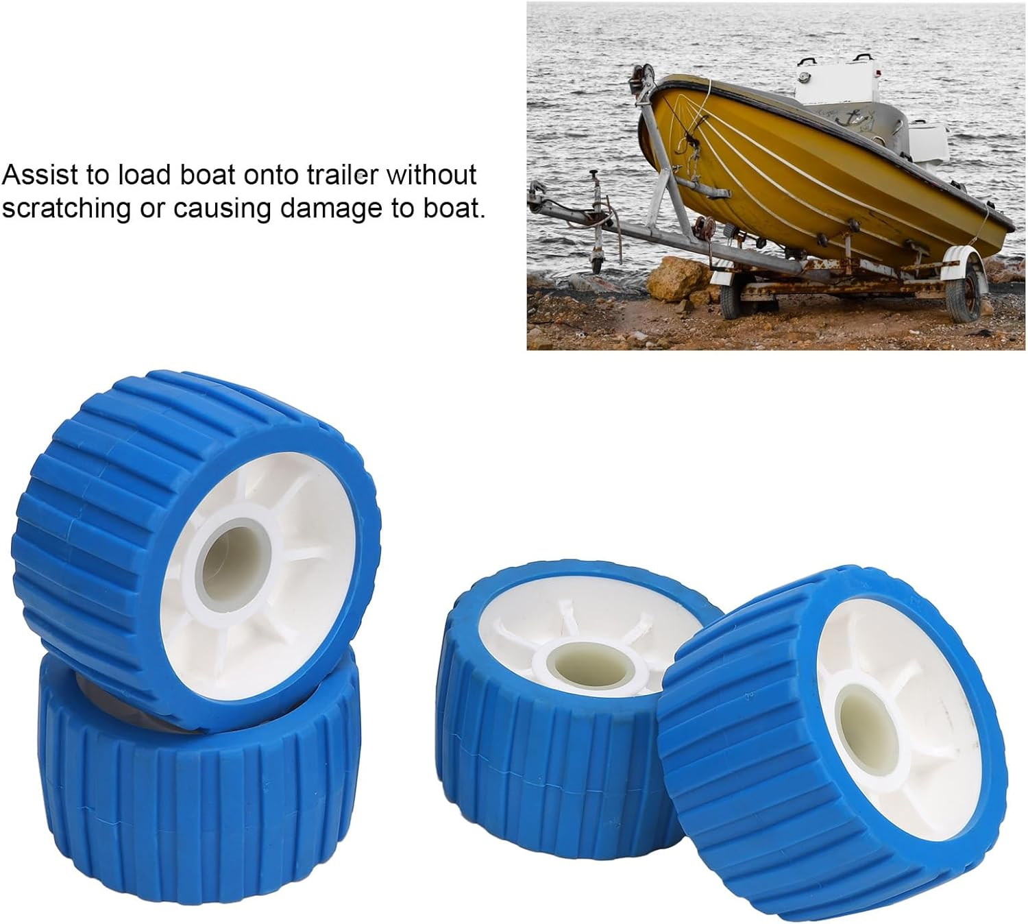 4 PCS Trailer Roller, Boat Trailer Rollers, Trailer Wobble Rollers High Temp Stubborn Poly Ribbed Wobble Roller for Boats Trailers 125 by 73 by 30Mm image number 6