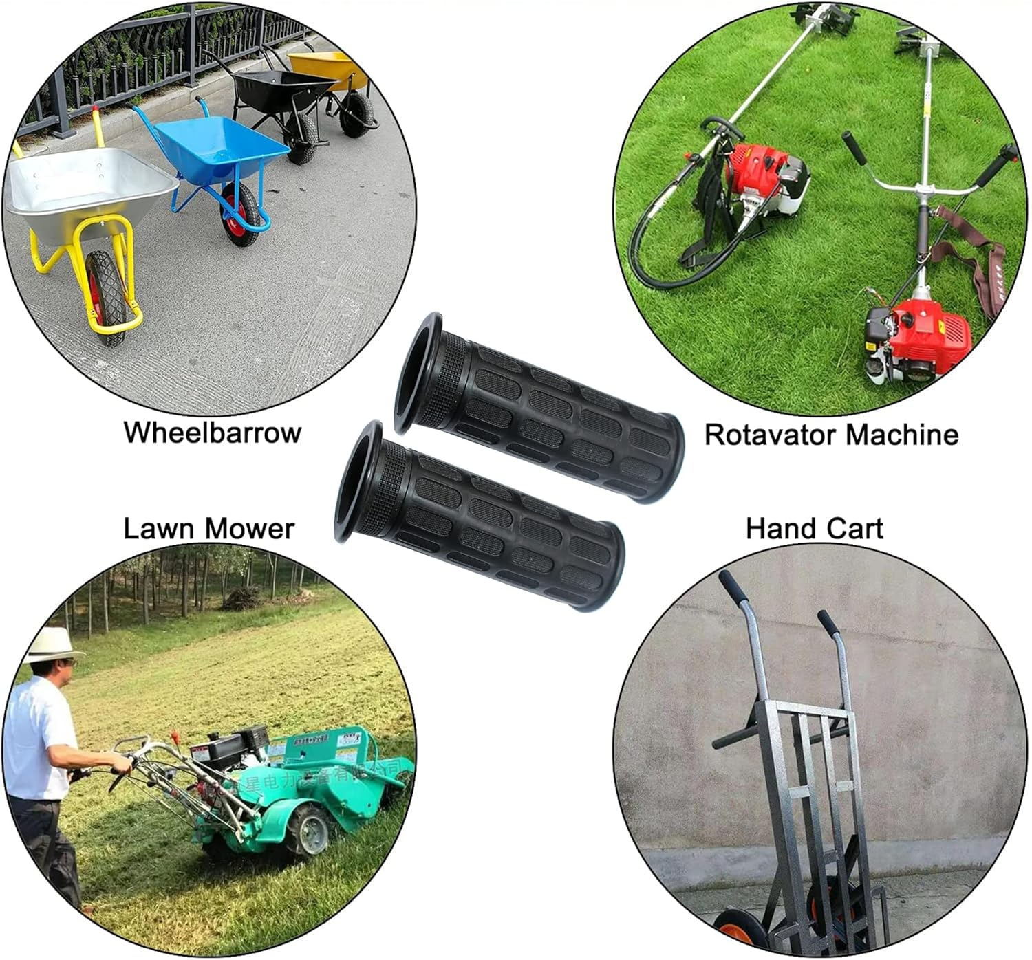 2 Pieces 30Mm Inner Diameter Antiskid Handle Cover Soft Rubber Replacement Handlebar Grips for Wheelbarrow(Black, 125Mm) image number 5